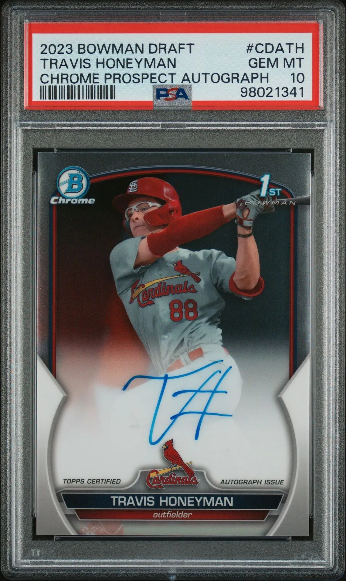 Product image for 2023 Bowman Draft Chrome Prospect Autograph Travis Honeyman CDATH  PSA GEM MT 10