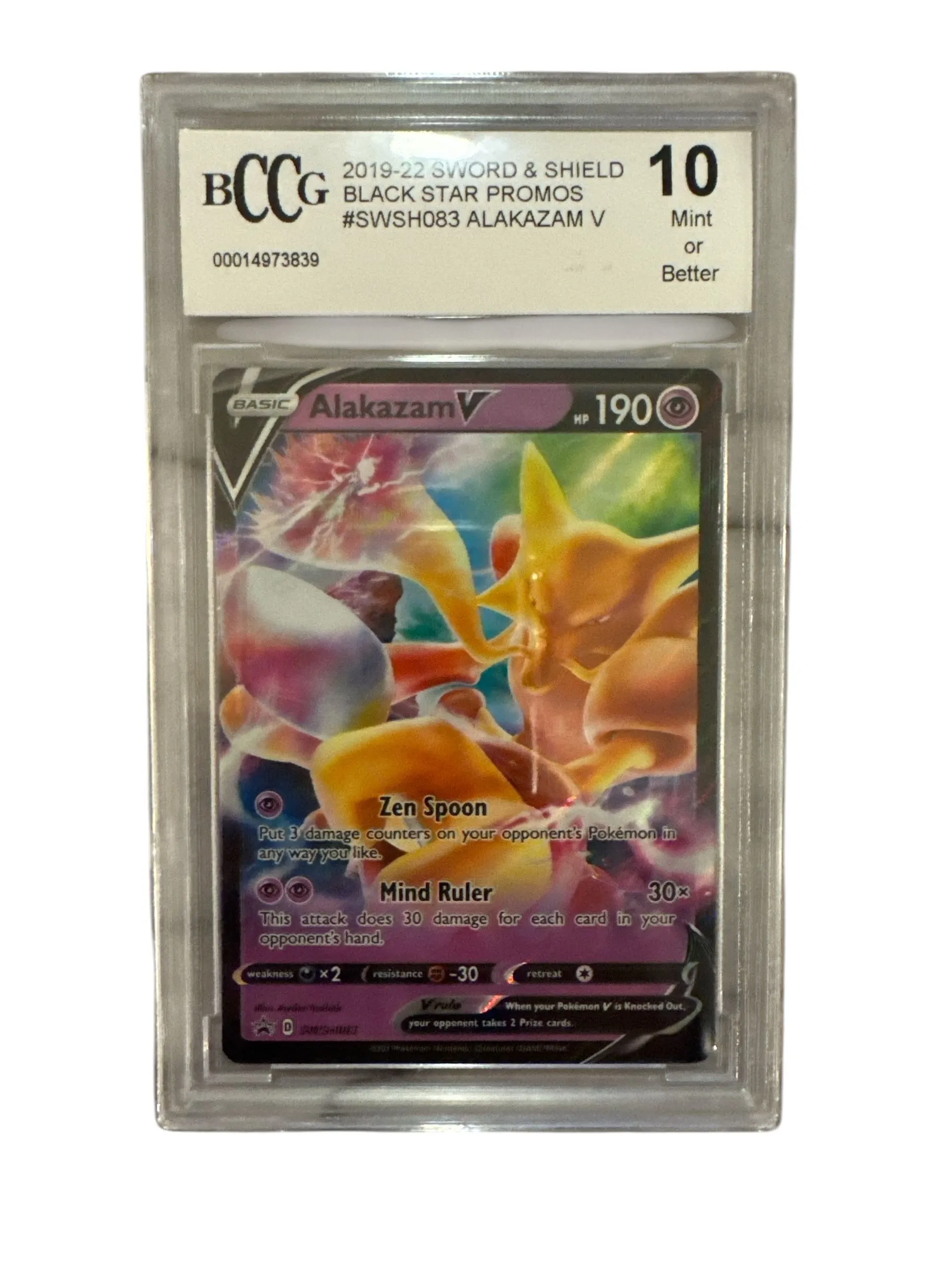 Product image for Pokémon Alakazam V Black Star Promo SWSH083 Sword and Shield Beckett 10