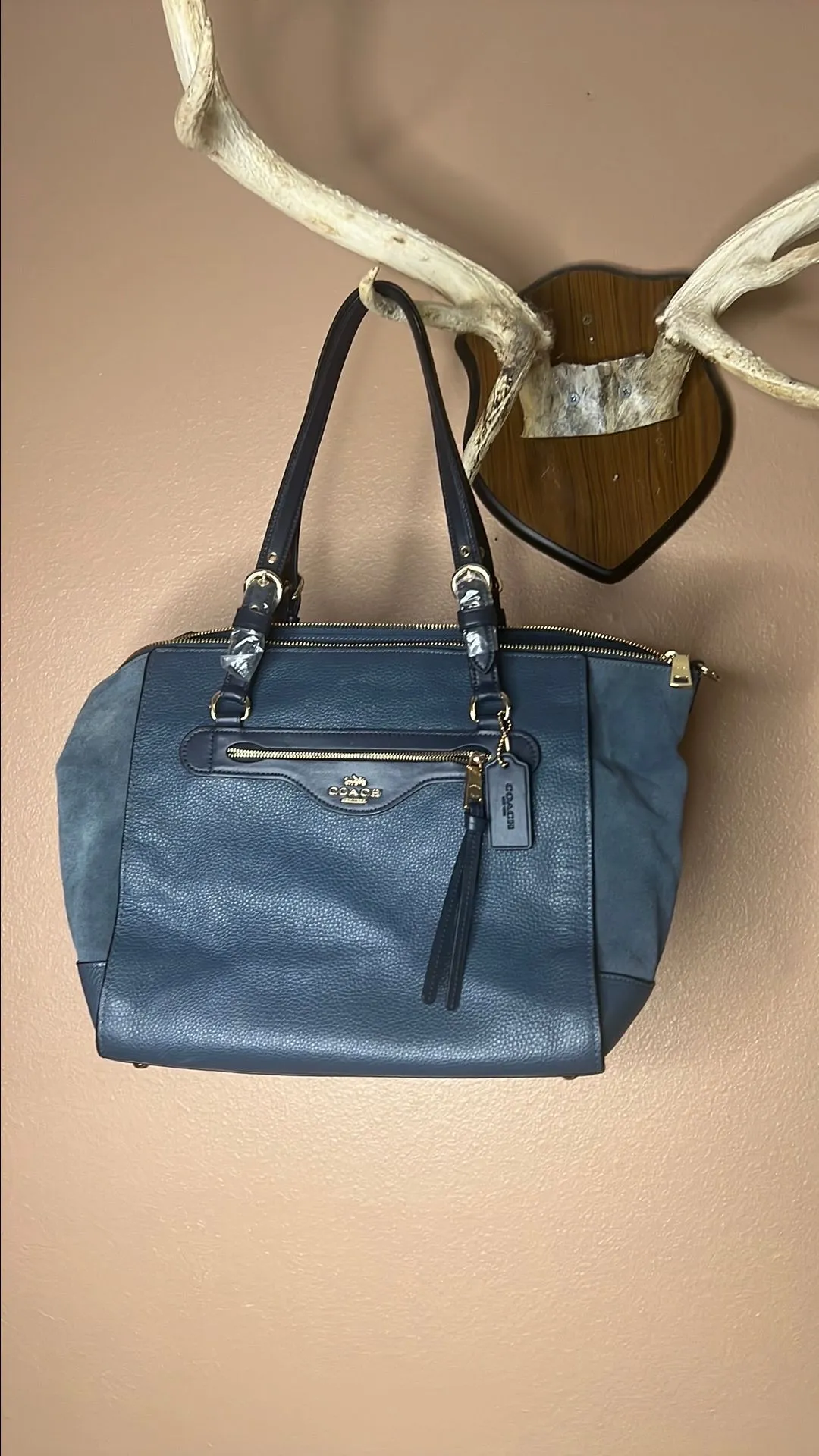 Product image for Blue leather coach