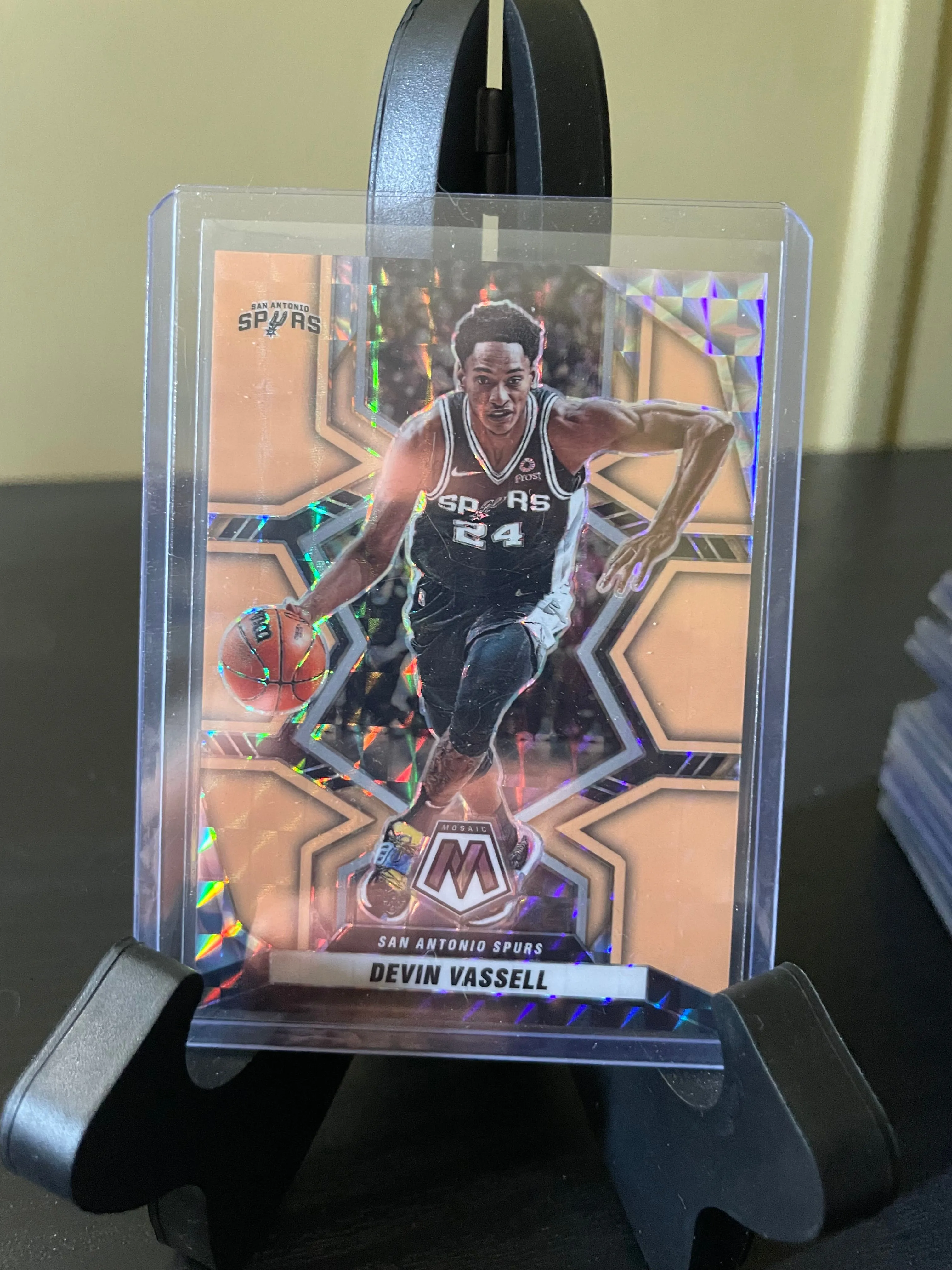 Product image for Devin Vassell 2021 Panini Mosaic Orange Fluorescent Prizm /25 Spurs
