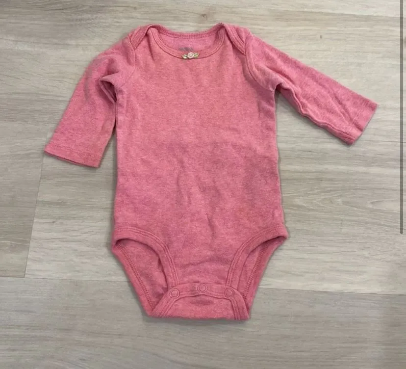 Product image for CARTERS LONG SLEEVE PINK TINY ROSE ONESIE