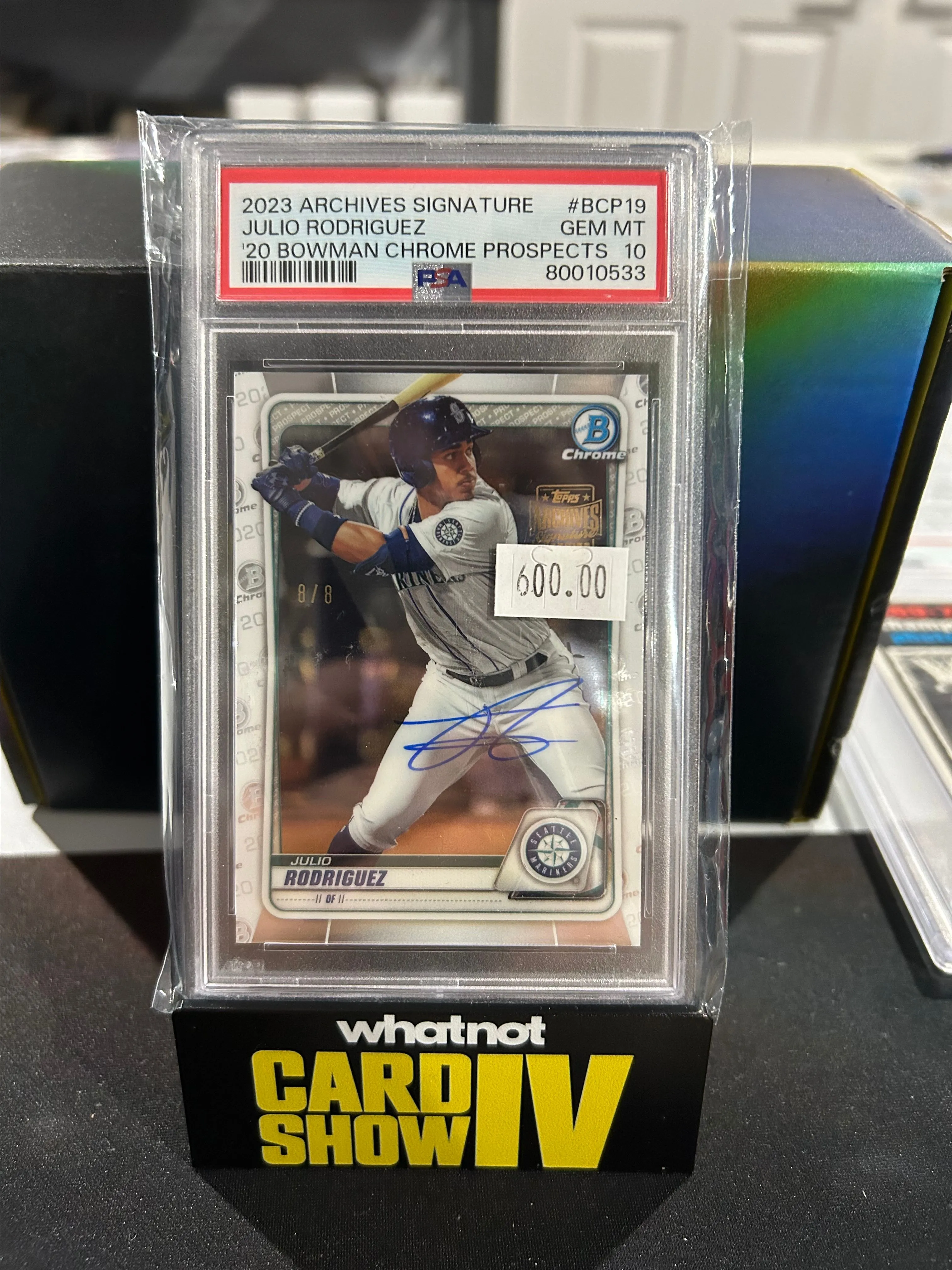 Product image for Julio Rodriguez 2023 Archives Bowman Chrome Prospects Auto 8/8 PSA 10