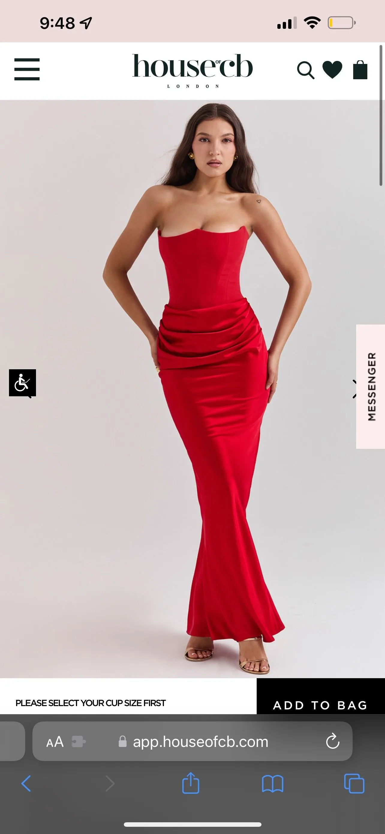 Product image for NWT House Of CB Persephone strapless satin cider cocktail dress size small red