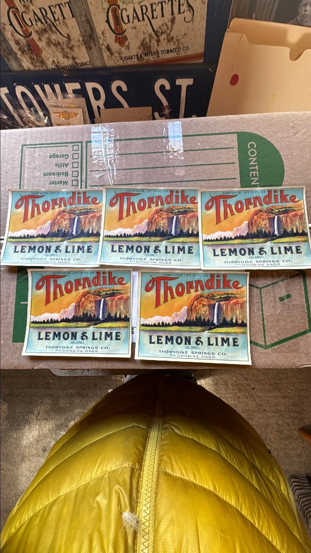 Product image for Lot of 5 antique thorndike lemon and lime soda bottle labels