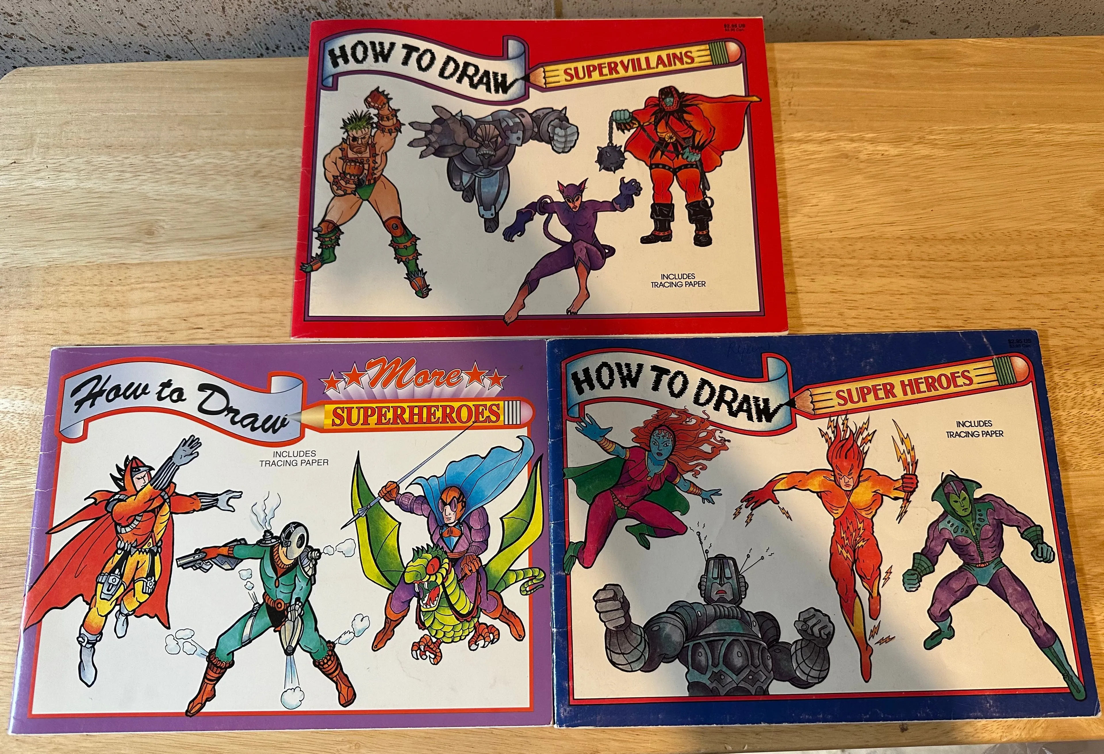 Product image for VTG Lot Of 3 - 1993/94/96 How To Draw Supervillains & Superheroes Drawing Book