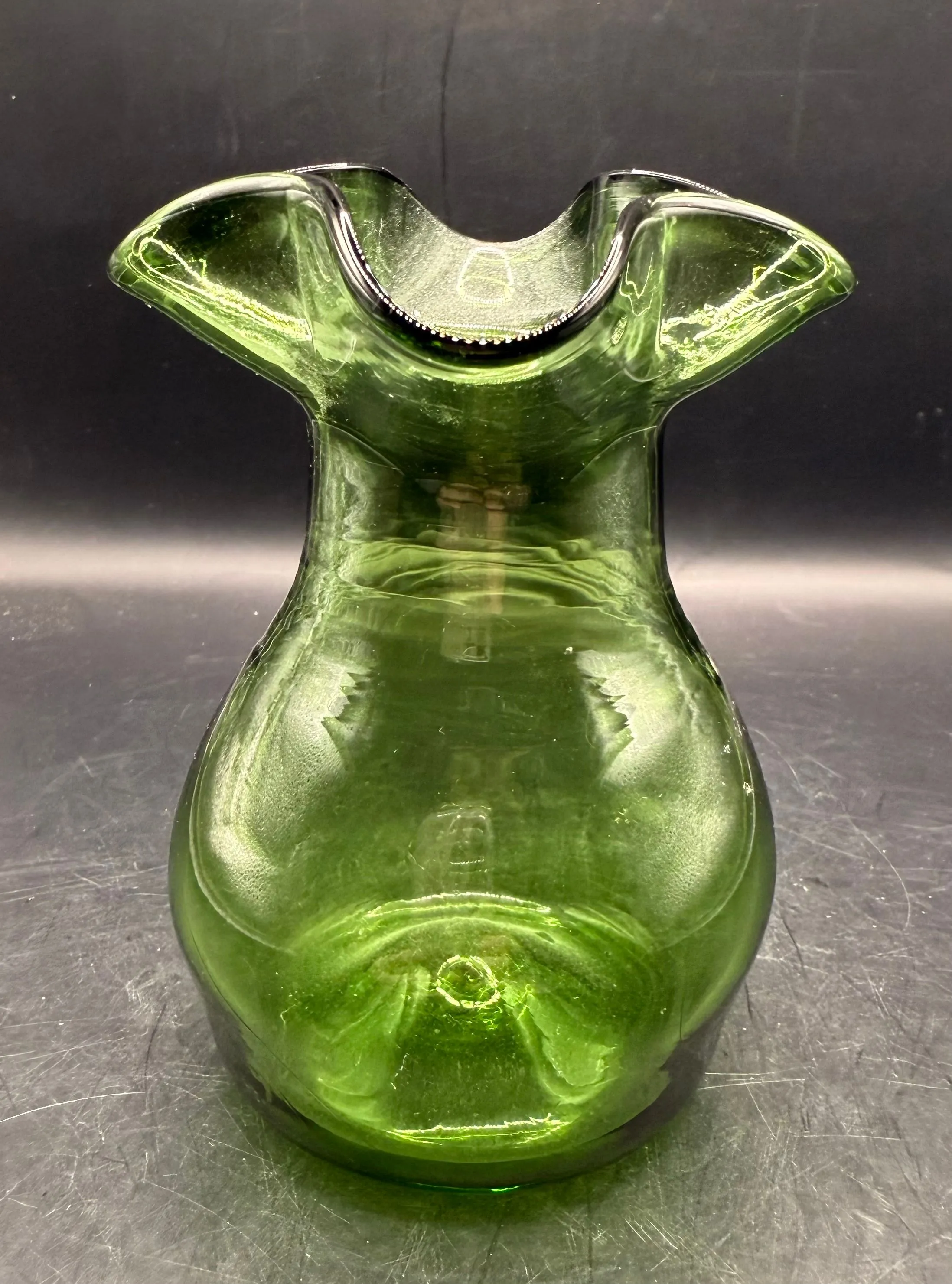 Product image for G49 Vintage Blown Glass Ruffled Edge Vase