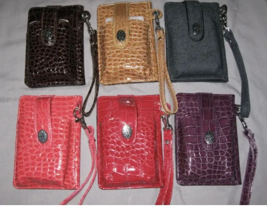 Product image for Textured Wallet with Pouch Cell Phone wristlet Purse with Strap NEW! - [Brown]