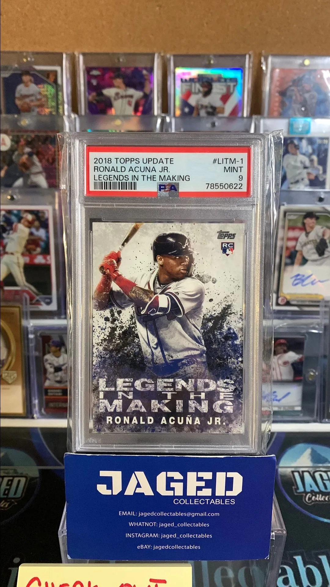 Product image for 2018 Topps Update Legends In The Making Ronald Acuna Jr. LITM-1 Legends In The Making PSA MINT 9