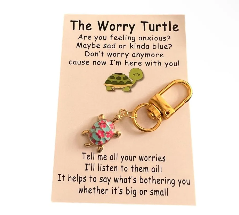 Product image for 000 1 (one) BLOOP Key Ring The Worry Turtle with Card Bag Charm
