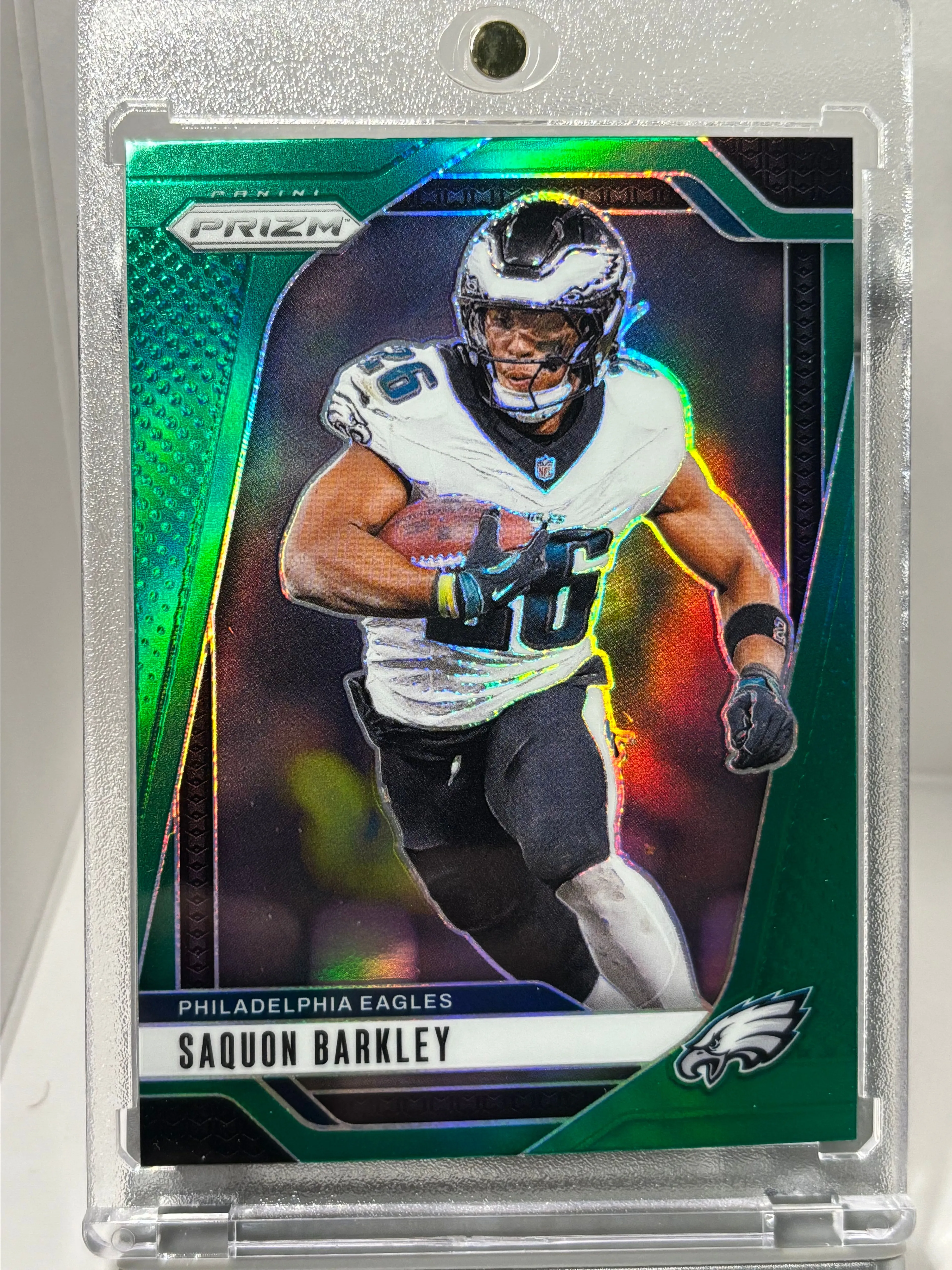 Product image for 2024 Prizm Saquon Barkley #232 Color Match Neon Green Pulsar - Eagles