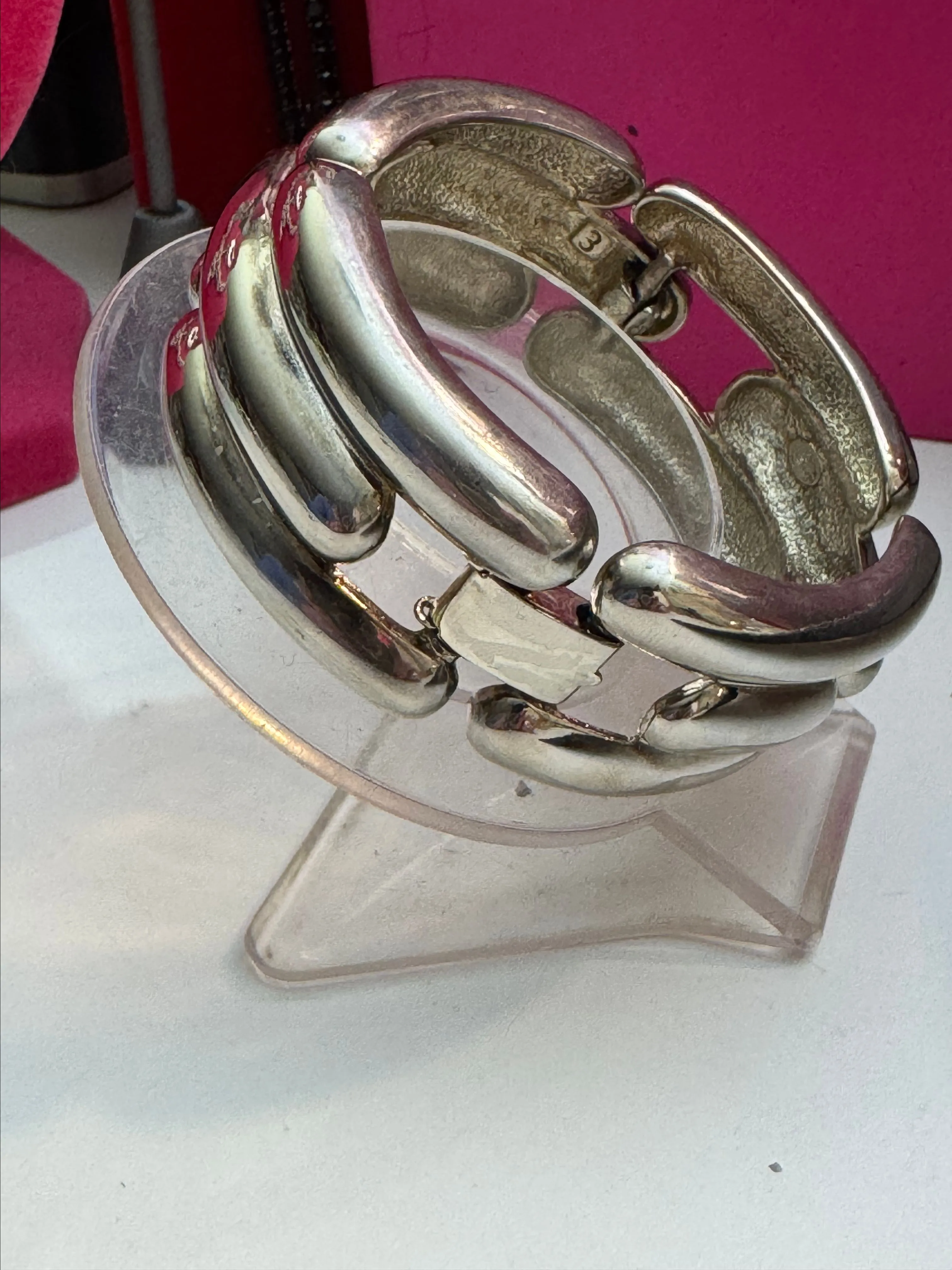 Product image for Vintage signed GIVENCHY Silvertone wide length bracelet 7 inch