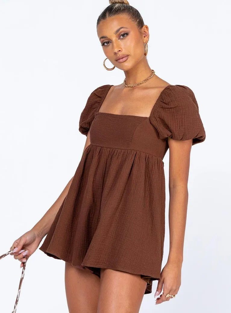 Product image for Princess Polly LORNA ROMPER BROWN