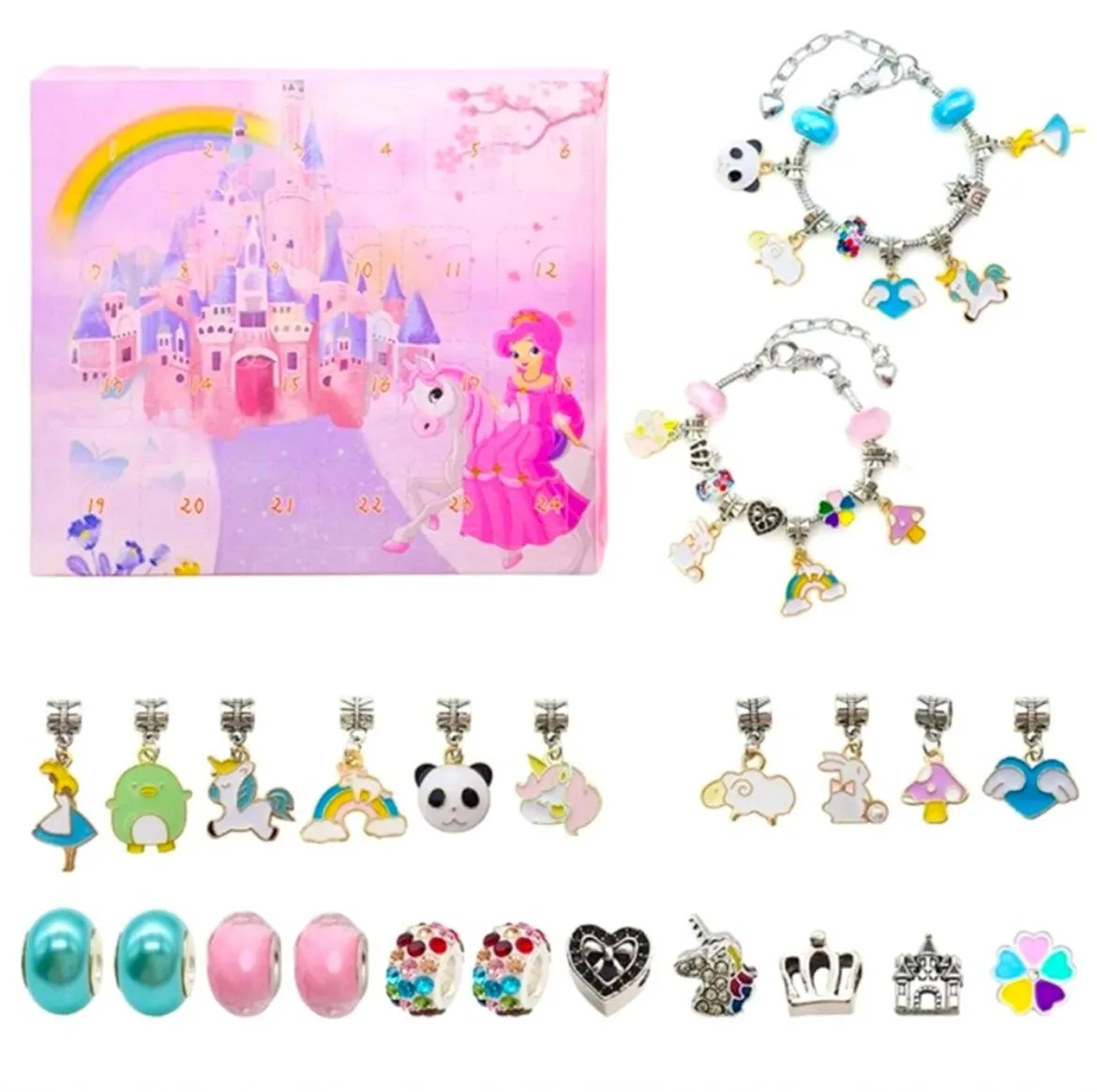 Product image for Christmas Theme 24-Day Advent Calendar Countdown Surprise Blind Box 2 Bracelets
