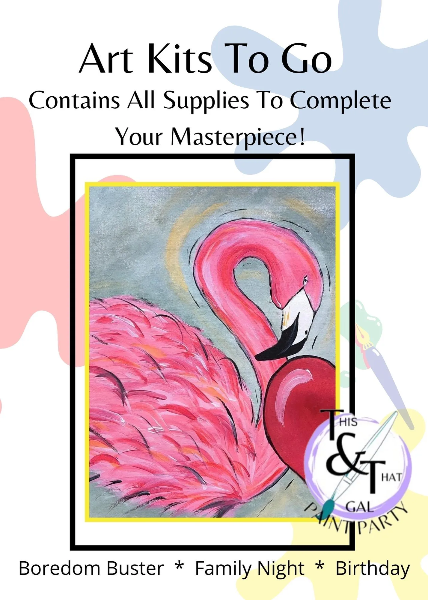 Product image for Art Kit - Couple’s Paint Left side Flamingo Love