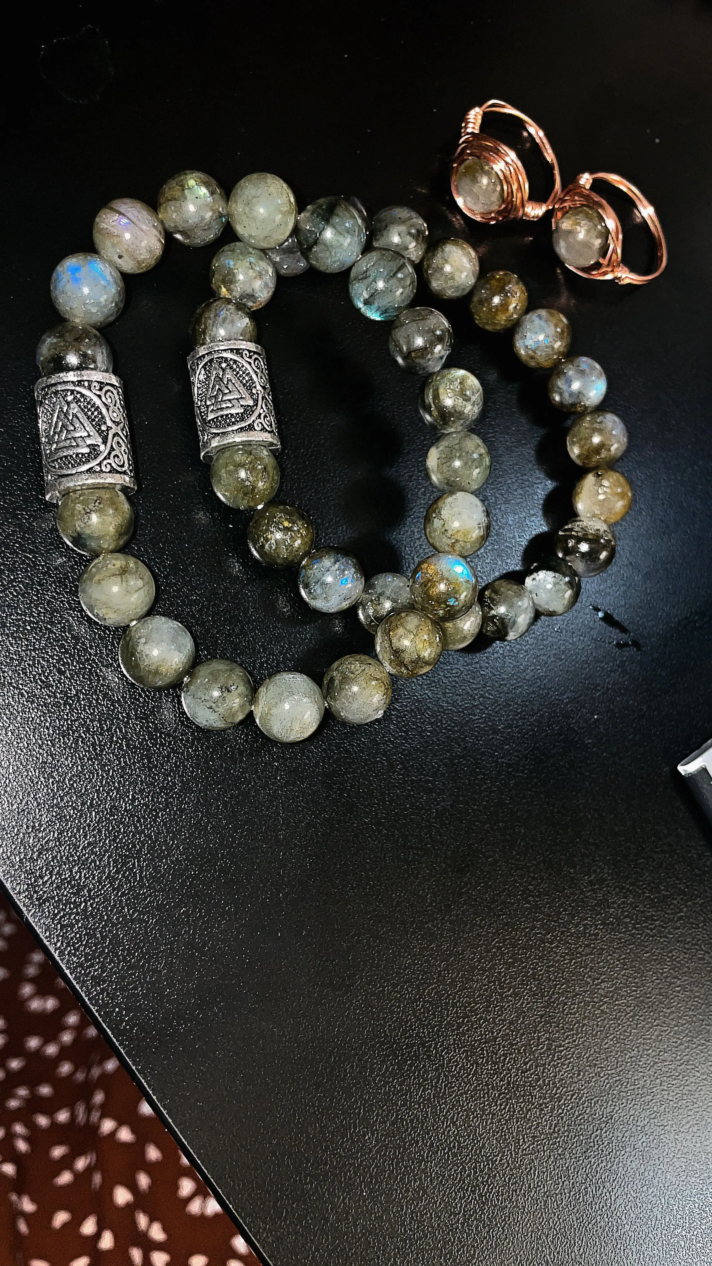 Product image for Valknut Labradorite Bracelet w Ring