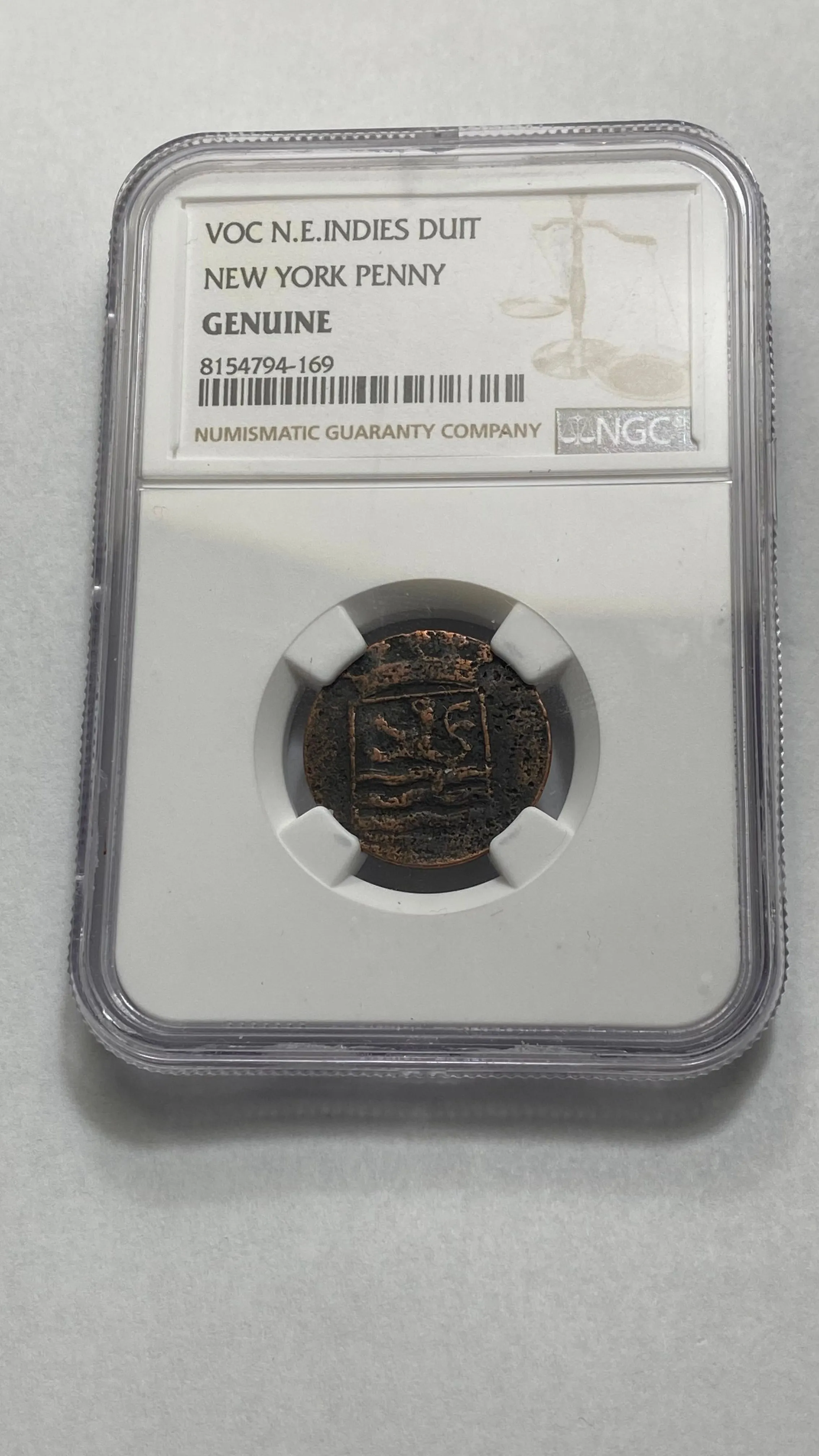 Product image for 1734 Colonial VOC NE Indies Duit New York Penny