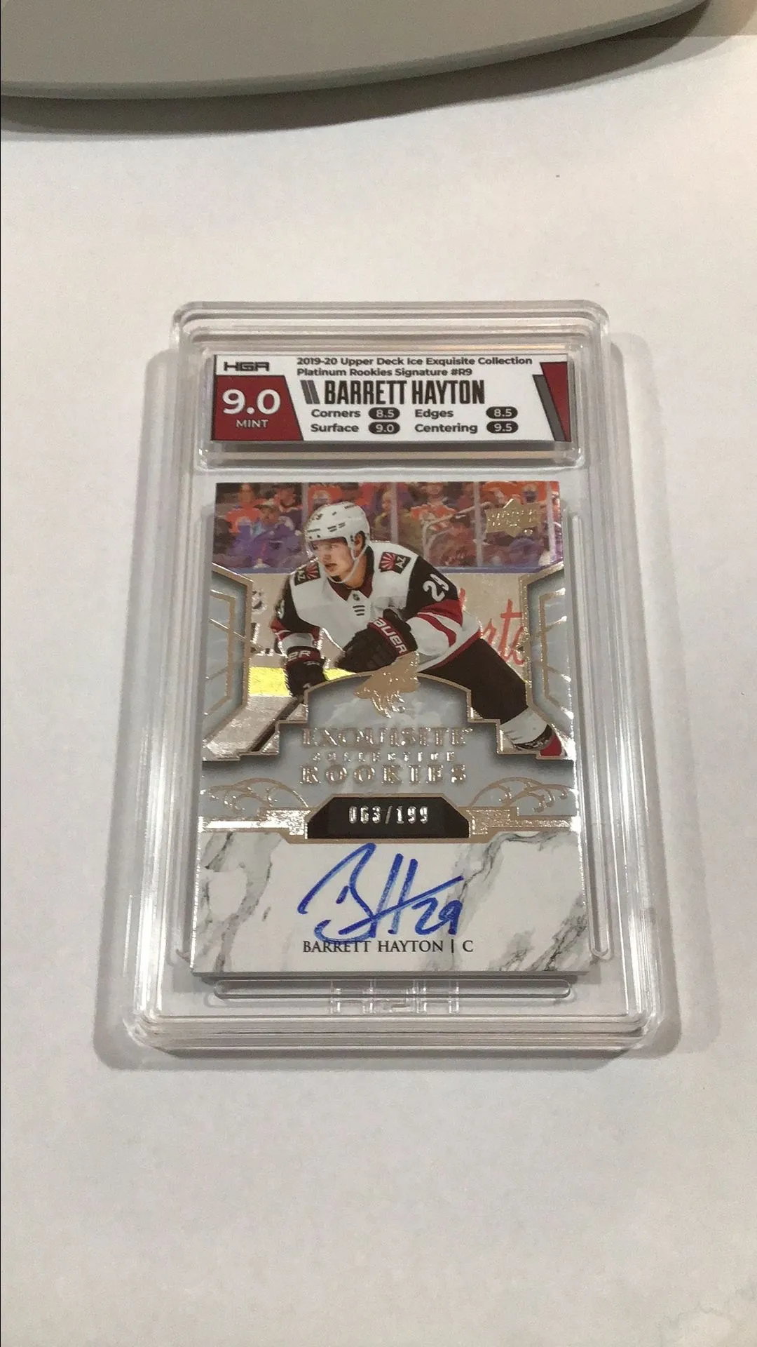 Product image for Barrett Hayton Ice Exquisite On Card Auto HGA Mint 9 2019-20 63/199 Rookie R9