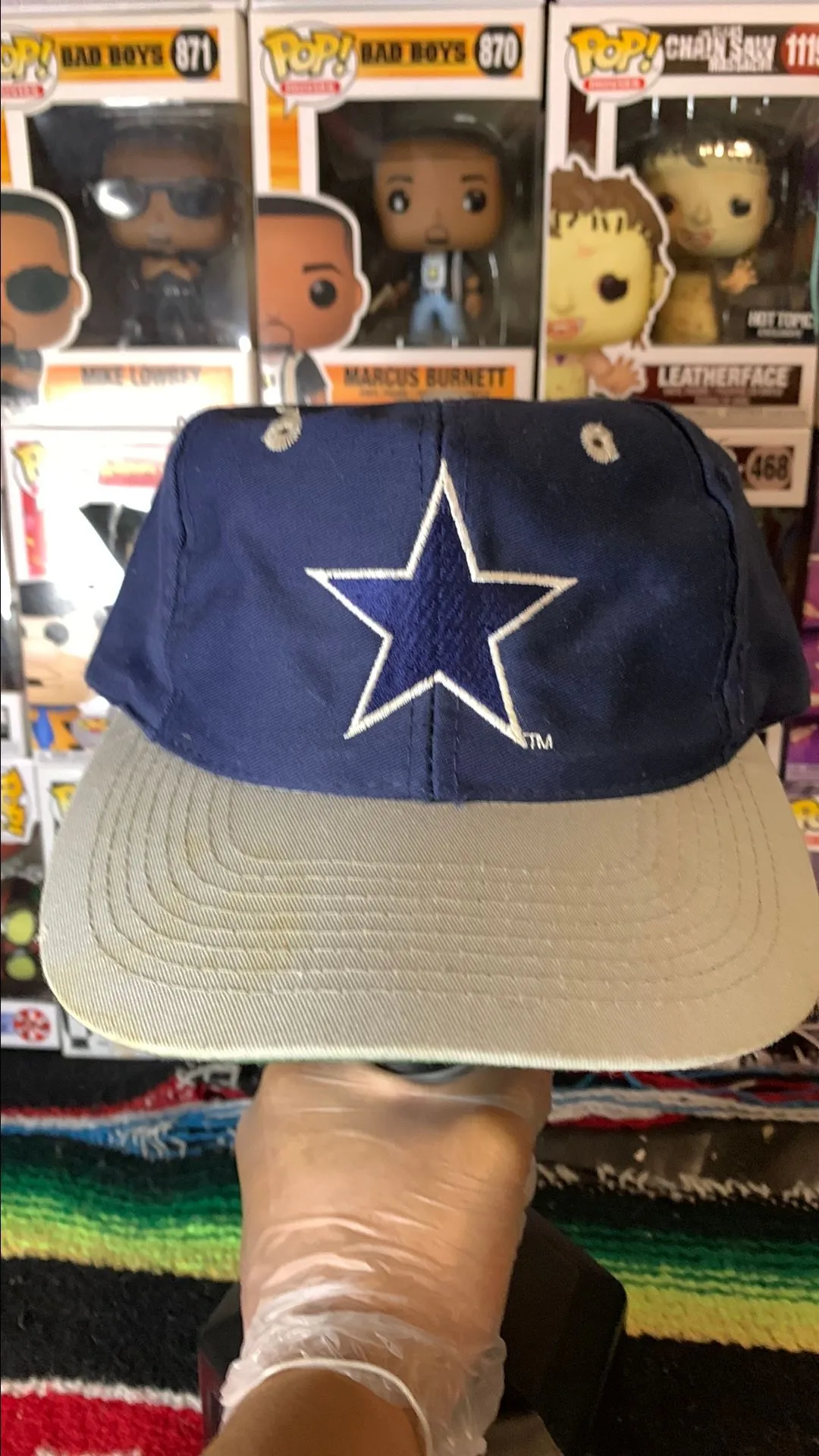Product image for Vintage Dallas Cowboys Snapback Star Back Embroidered Script Hat Cap AJD