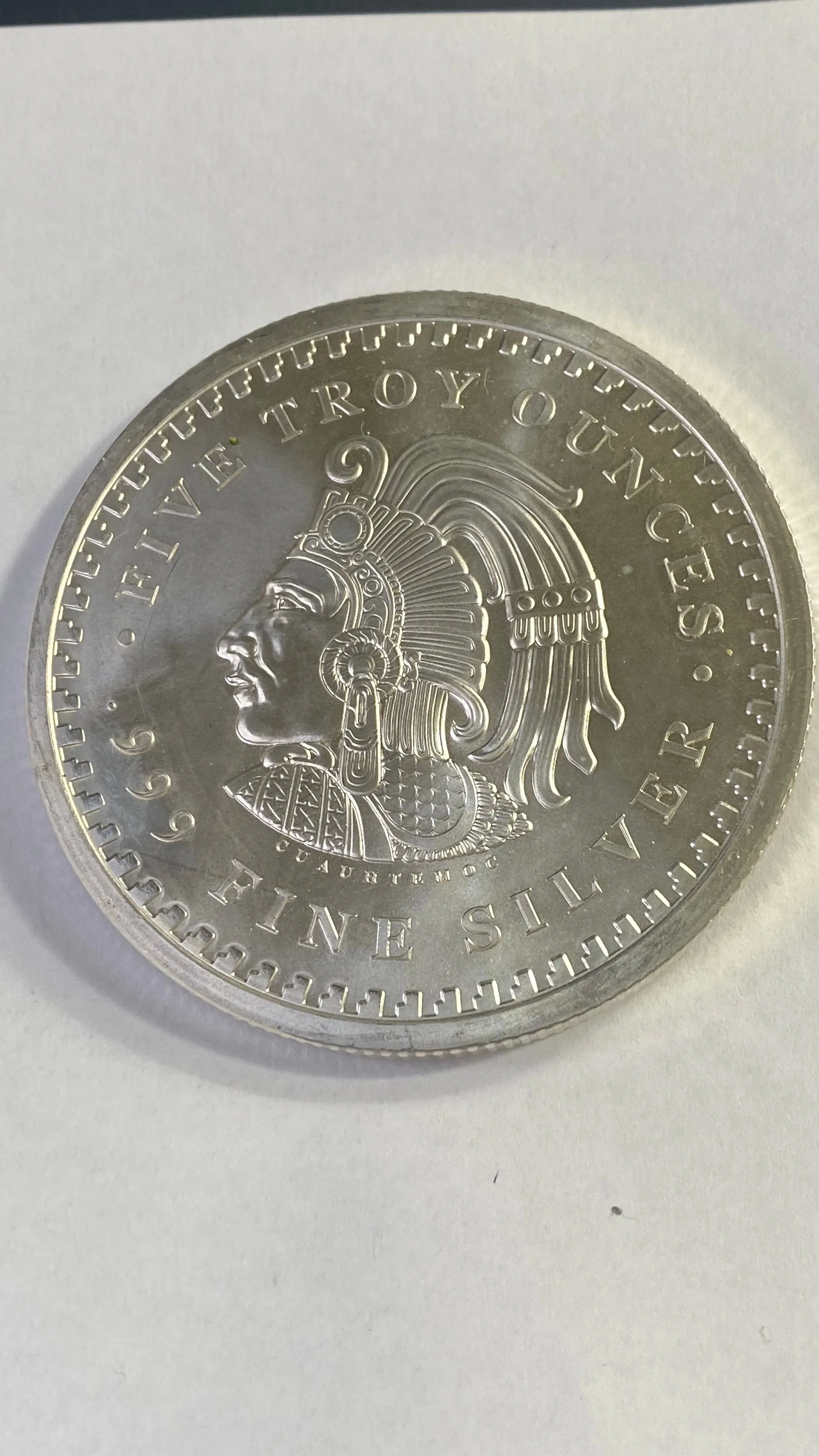 Product image for 5 Troy Ounce 0.999 Silver Golden State Mint Aztec Calendar Round