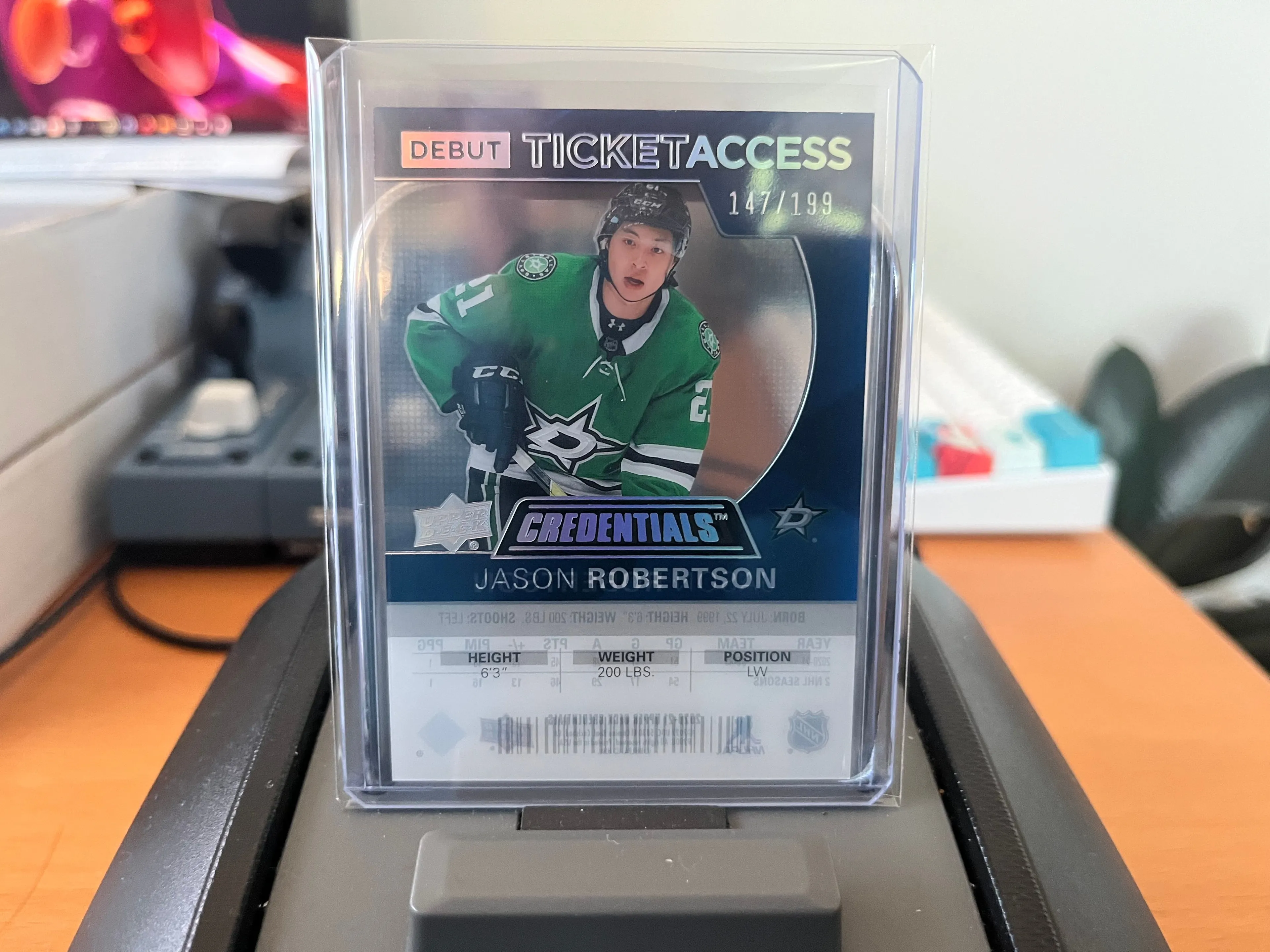 Product image for Robertson	Jason	2020-21 Upper Deck Credentials Update Debut Ticket Access Acetate 147/199 - Serial Numbered Rookie RC DAL Stars
