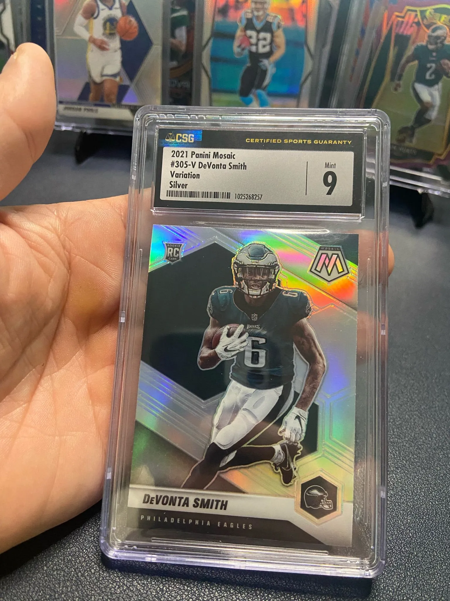 Product image for 2021 Panini Mosaic Devonta Smith Variation Silver CSG 9