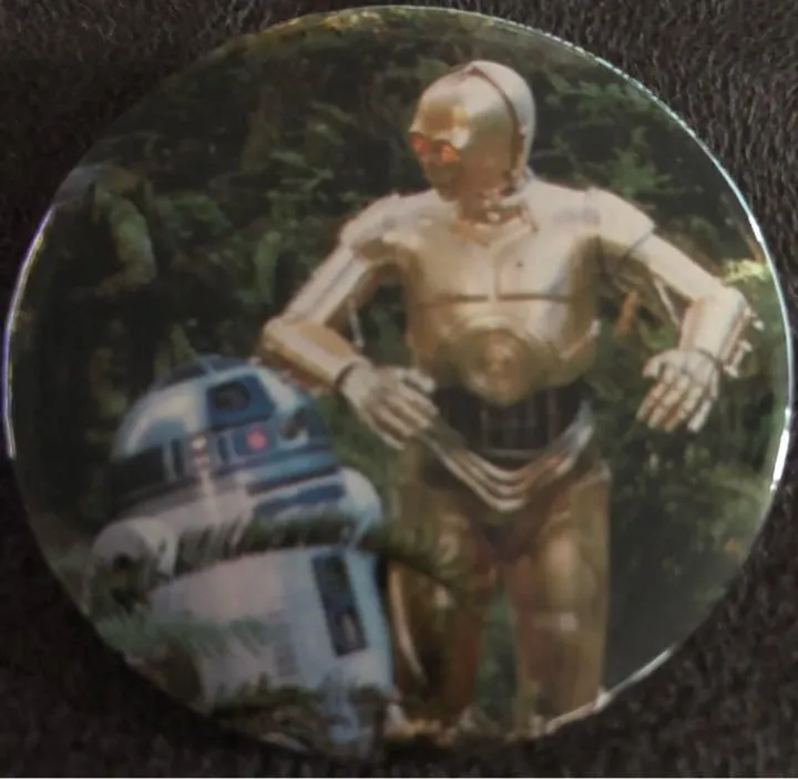 Product image for Star Wars Vintage 2.25” R2-D2 & C-3PO 1983 ROTJ Return of the Jedi Button Pin Back #1