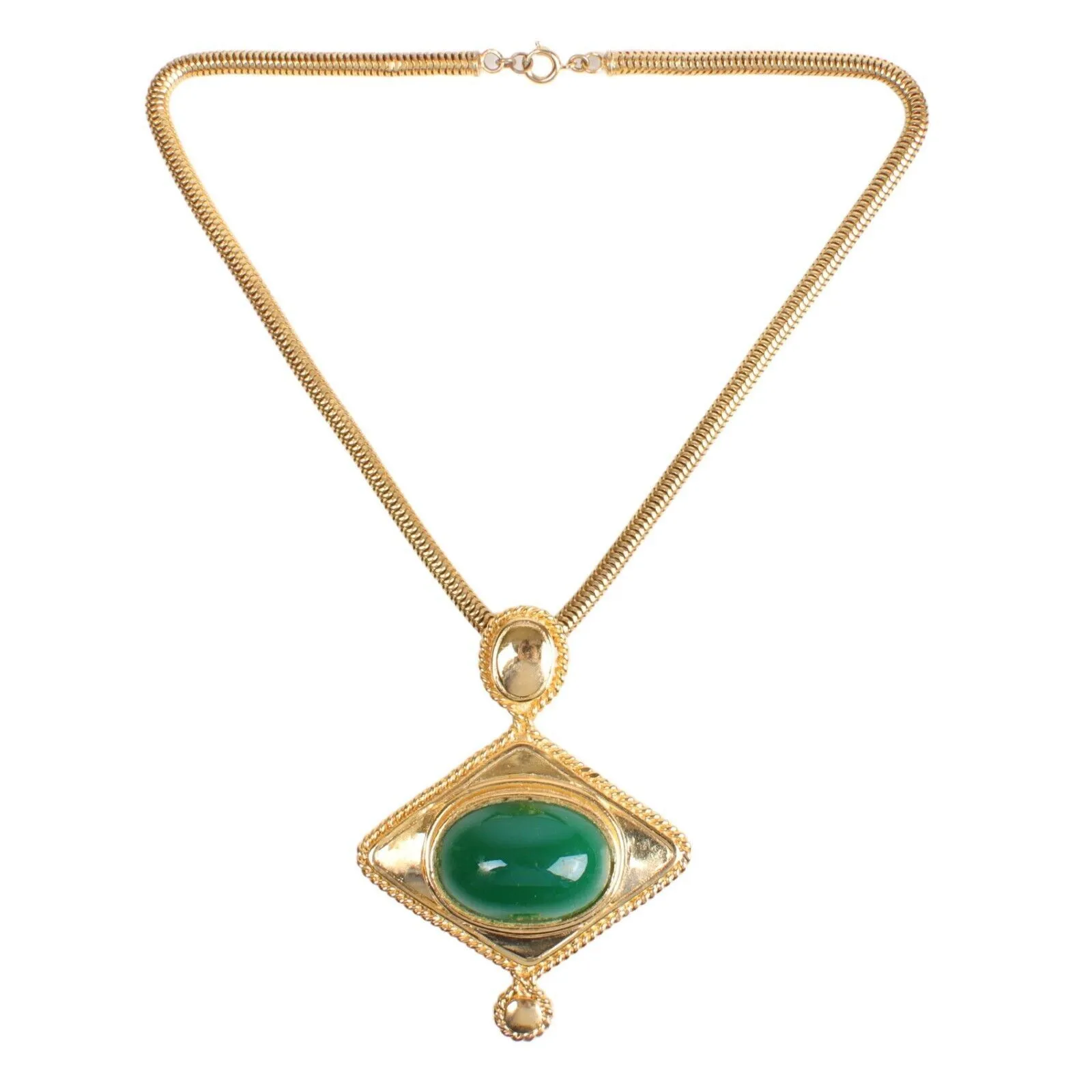 Product image for SI898	Christian Dior Germany 1972 green glass pendant 16" necklace 