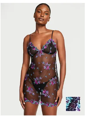 Product image for NWT Victoria's Secret Floral Embroidery Sheer Mesh Slip SMALL