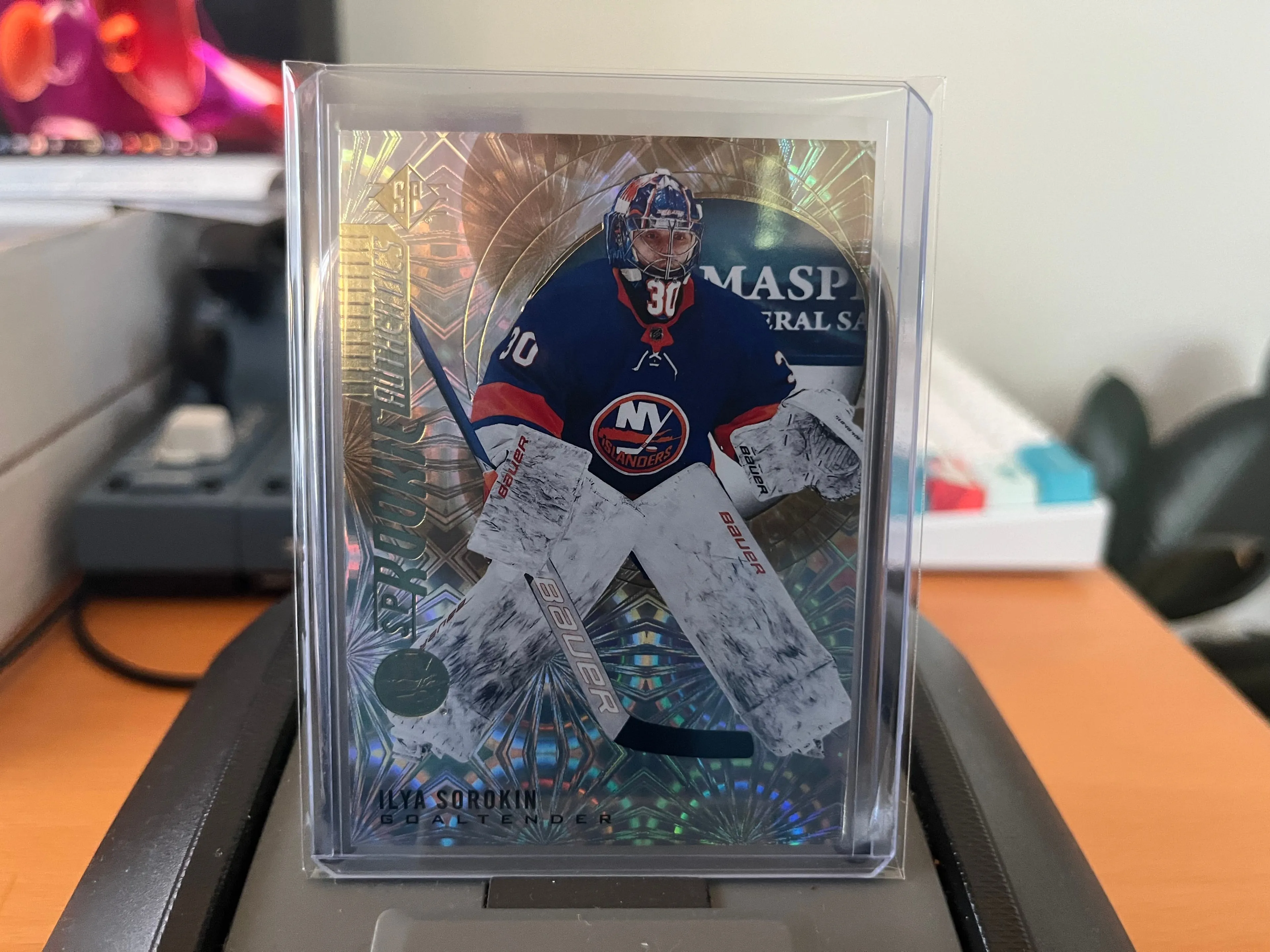 Product image for Sorokin	Ilya	Pyrotechnic Gold SP Rookie Authentics - RC 1:150 Blaster Goalie Islanders Isles