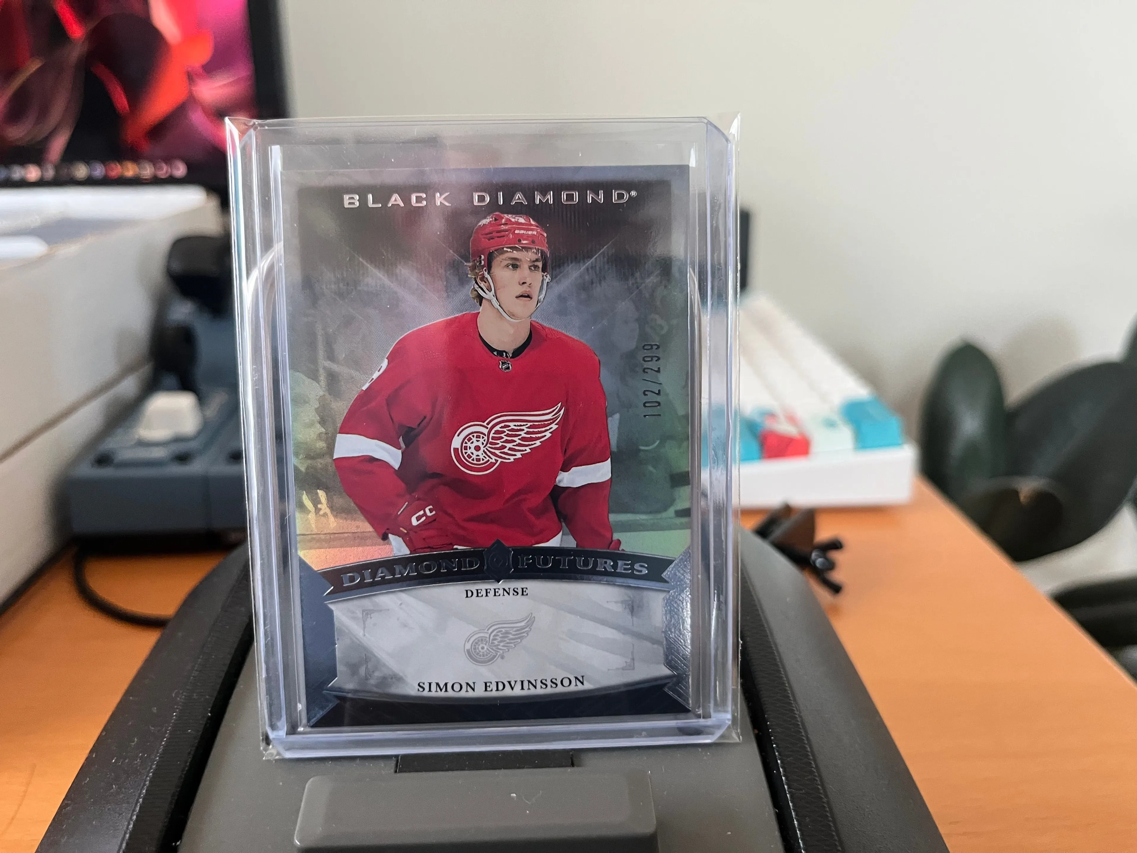 Product image for Edvinsson	Simon	Black Diamond Futures 102/299 - Serial Numbered RC Rookie Red Wings