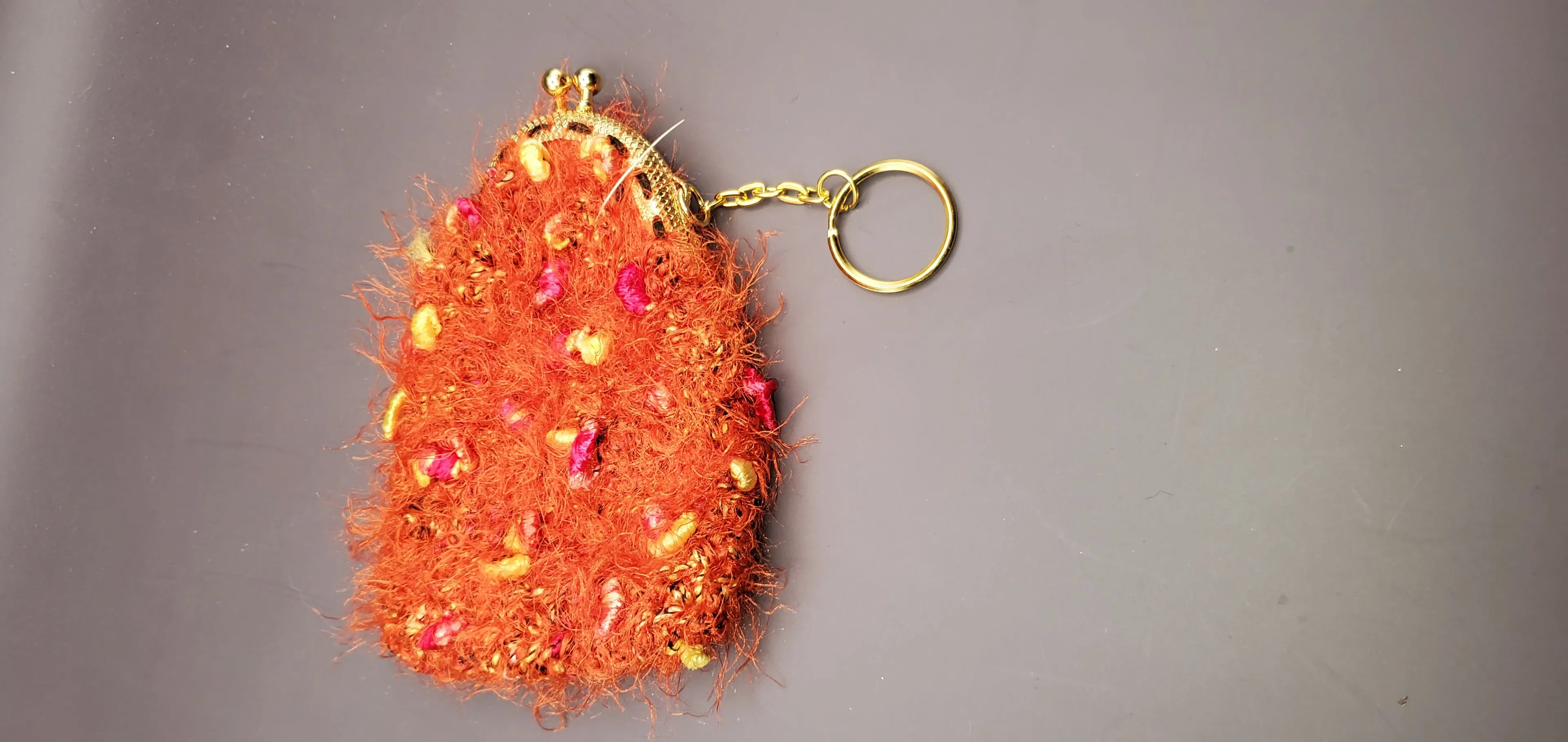 Product image for Bright orange Chenille Change purse