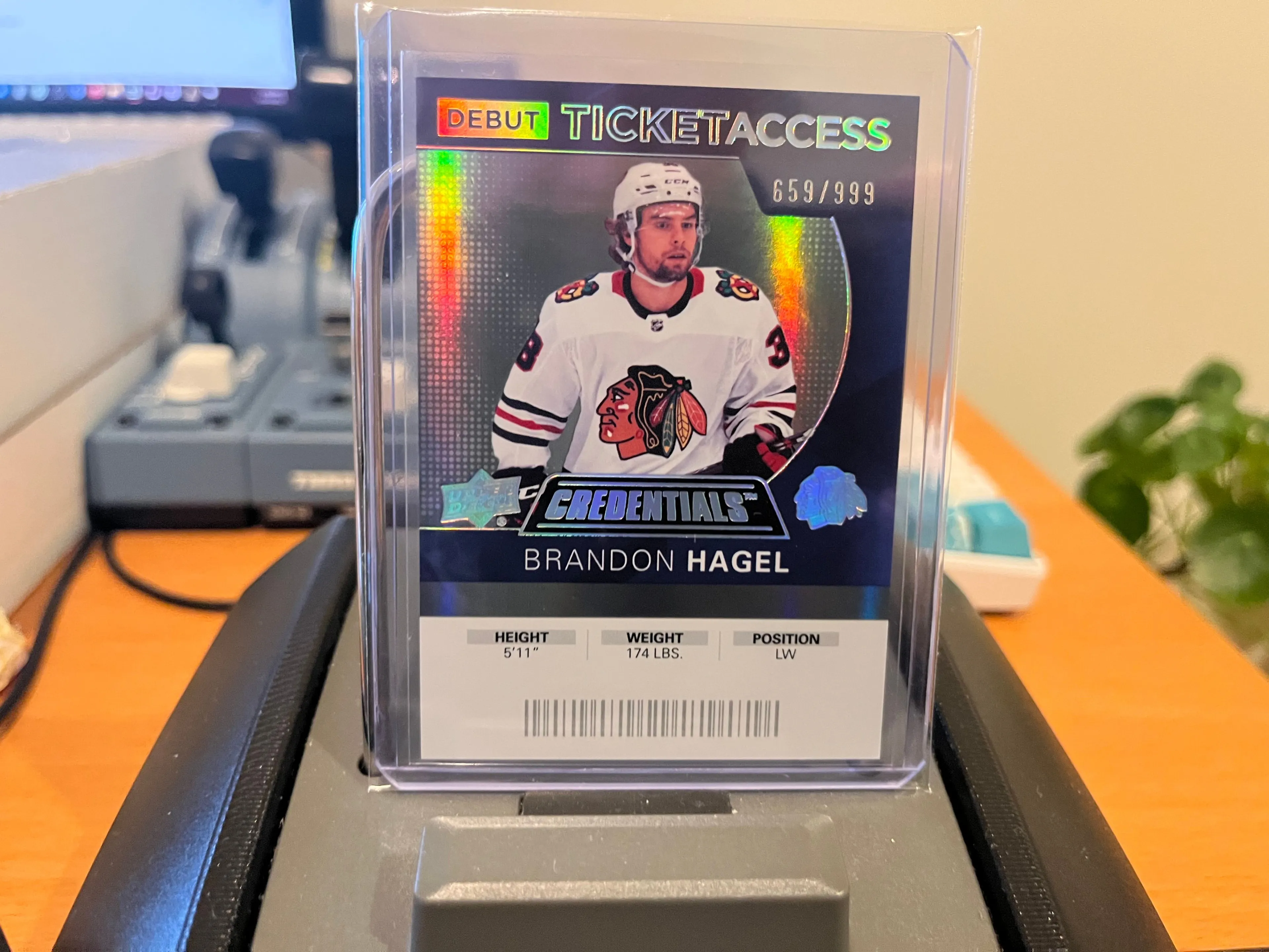 Product image for Hagel	Brandon	2020-21 Debut Ticket Access 659/999 - Serial Numbered RC Rookie Blackhawks Hawks