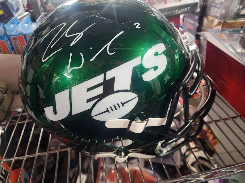 Product image for Zack Wilson Jets Full Size Helmet Beckett COA 