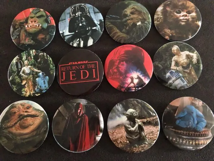 Product image for Star Wars Vintage 2.25” 1983 ROTJ Return of the Jedi Button Pin Back Set of 12 #1