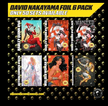 Product image for David Nakayama Exclusive DC Comics Foil Cover 6-Pack: Harley Quinn, Wonder Woman & Supergirl Collection