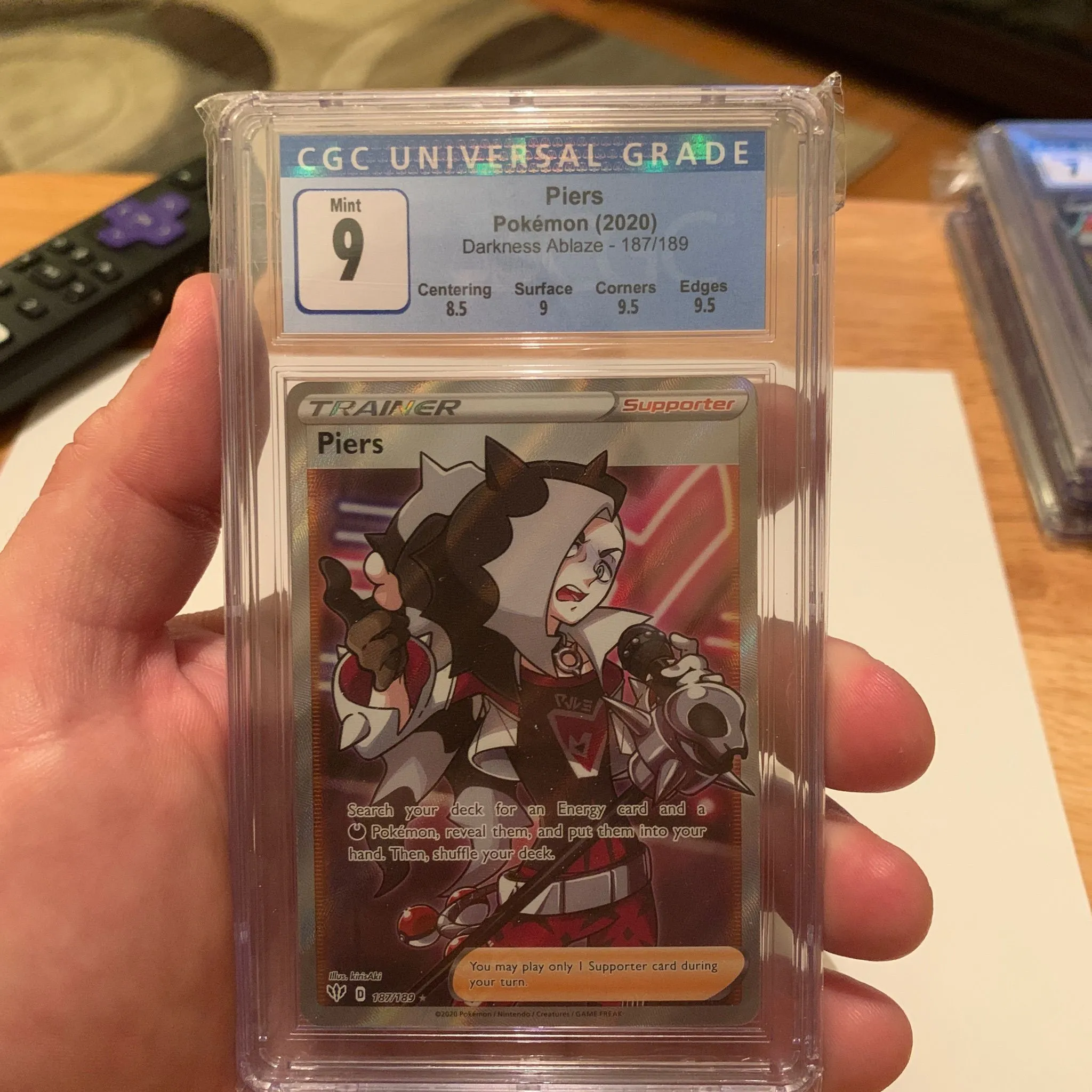 Product image for 2020 POKEMON DARKNESS ABLAZE PIERS #187/189 CGC 9 with subgrades