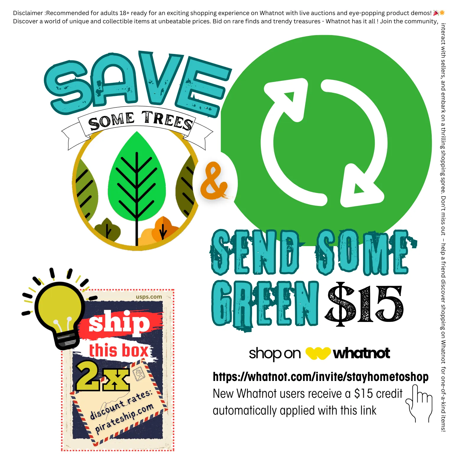 Product image for UPDATED Custom "Save Some Trees" 10 Shipping Cards