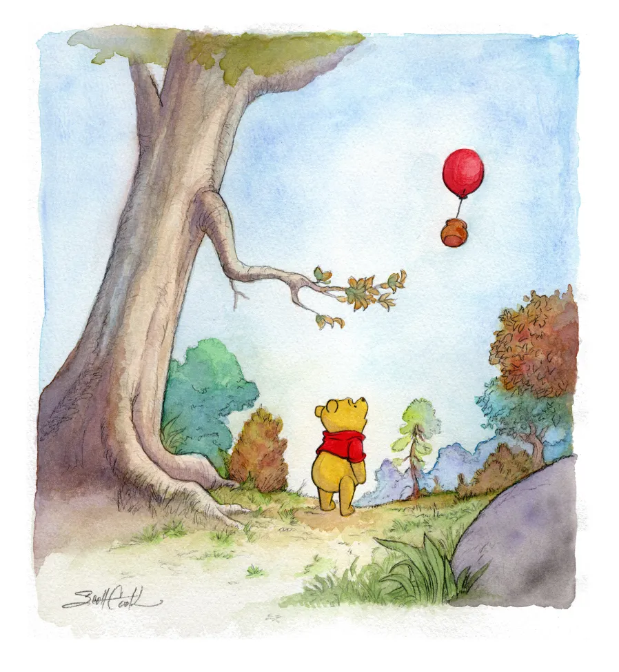 Product image for Winnie the Pooh "Chase Your Dreams" Signed Print