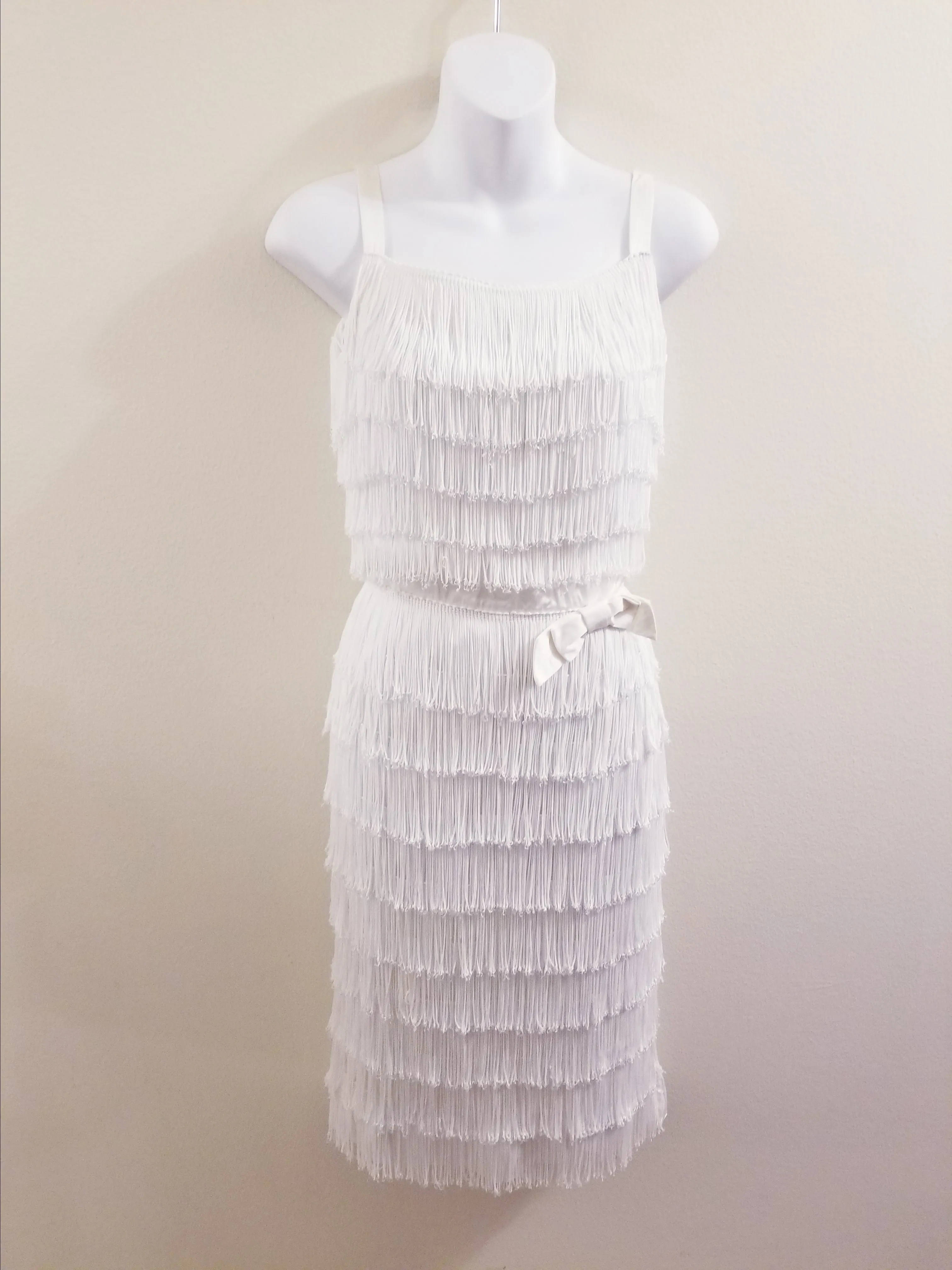 Product image for 50s Saks 5th Ave White Fringe Dress