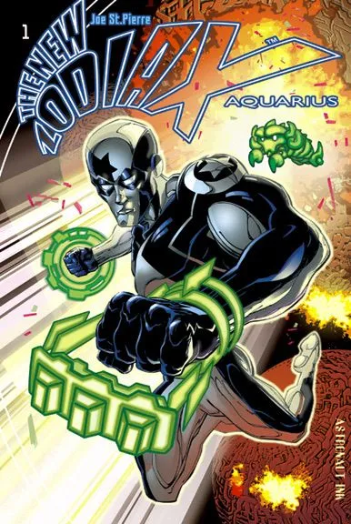Product image for 004 NEW ZODIAX AQUARIUS #1 SIGNED by DC Marvel Comics SPIDER-MAN VENOM AQUAMAN artist Joe St.Pierre