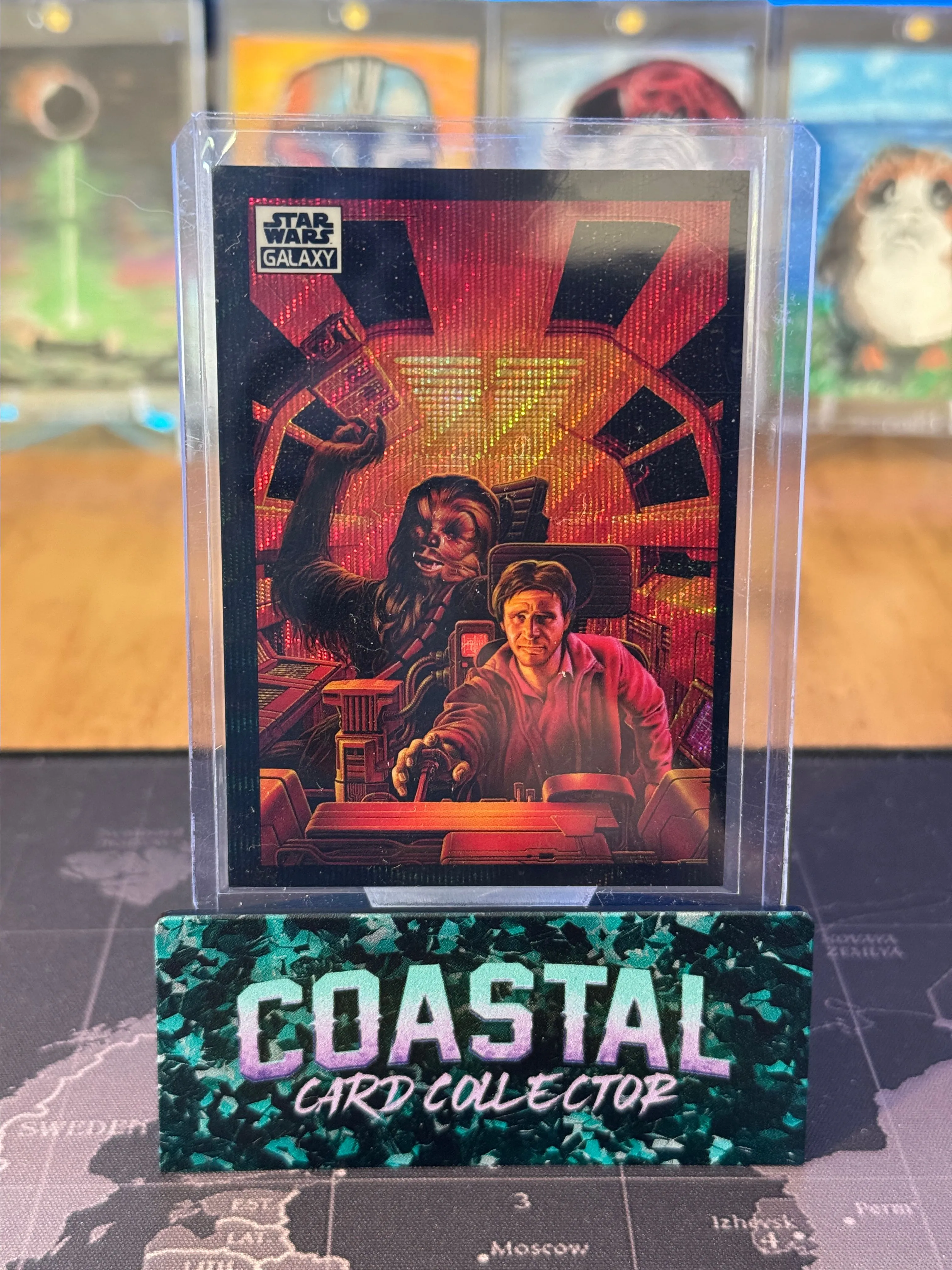 Product image for 2022 Topps Chrome Star Wars Galaxy #42 Han Solo & Chewbacca in the Cockpit