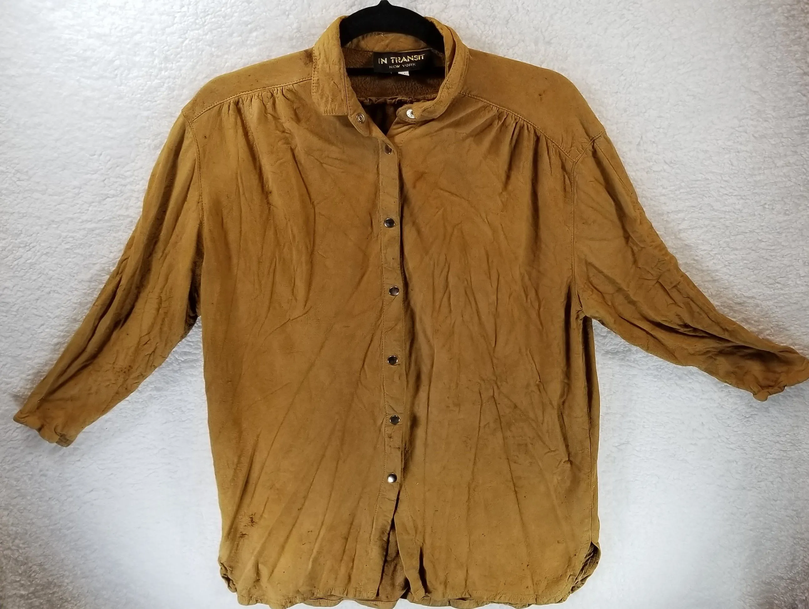 Product image for In Transit New York Brown Leather Long Sleeve Shirt M