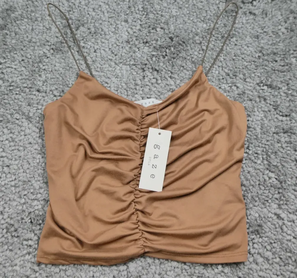 Product image for NWT Gaze Brown Ruched Front Tank Top Size Small