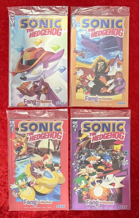 Product image for Sonic the Hedgehog FANG THE HUNTER Foil IDW Online Exclusives #1 2 3 & 4 FOIL SET ltd.500