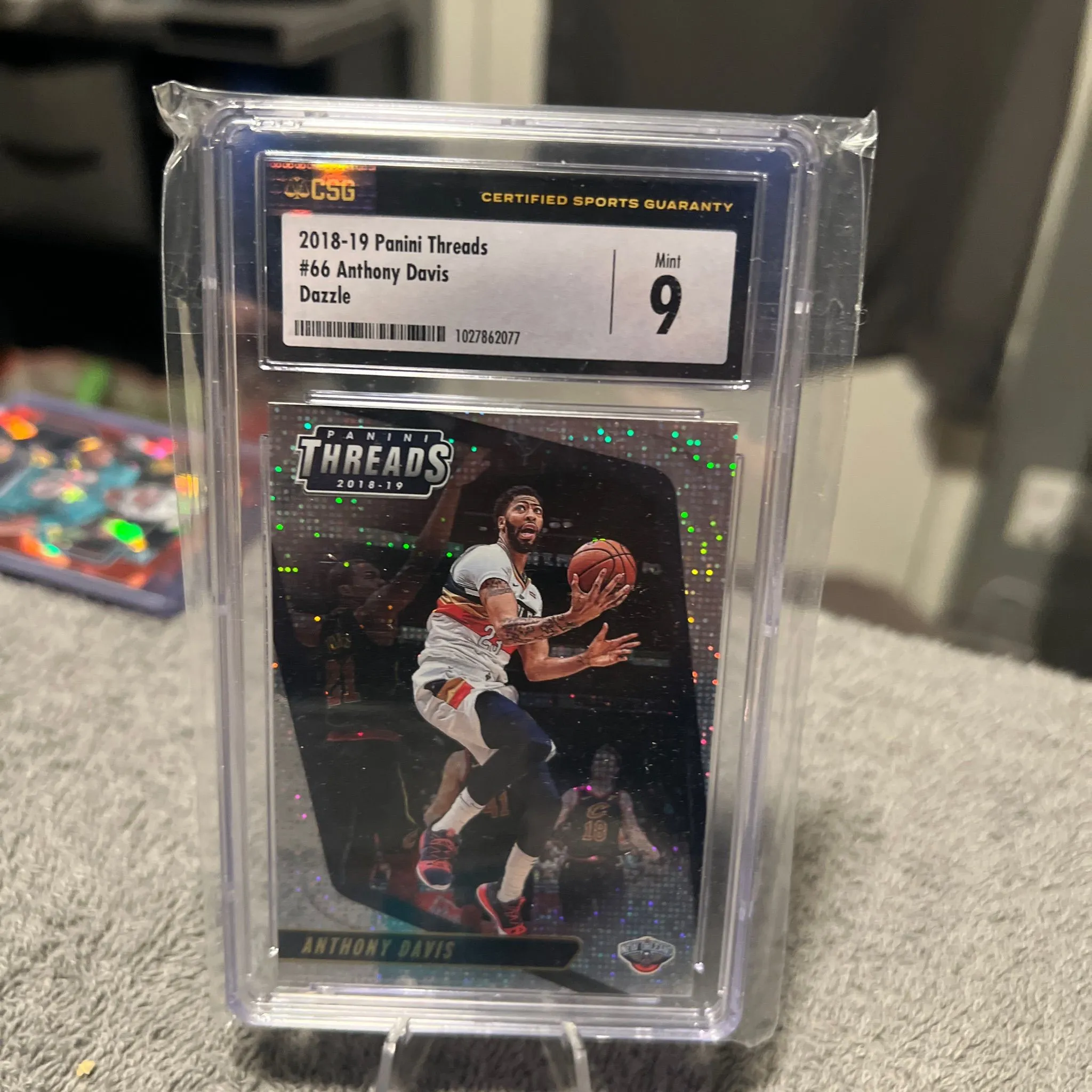 Product image for 2018-19 Panini Threads Anthony Davis Dazzle CSG mint 9