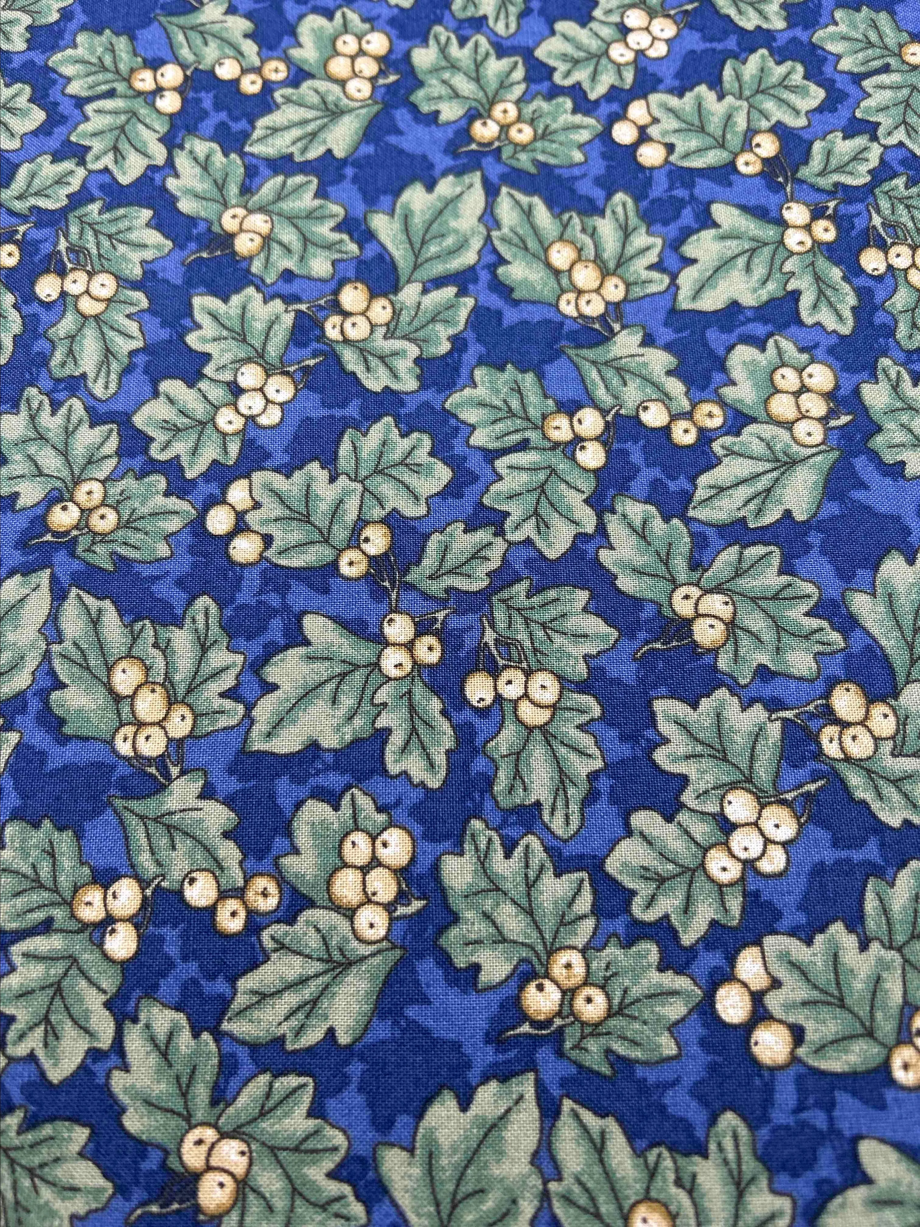 Product image for 1/2 Yard Cut Thimbleberries RJR River Song - Tossed Berries - Blue Fabric 