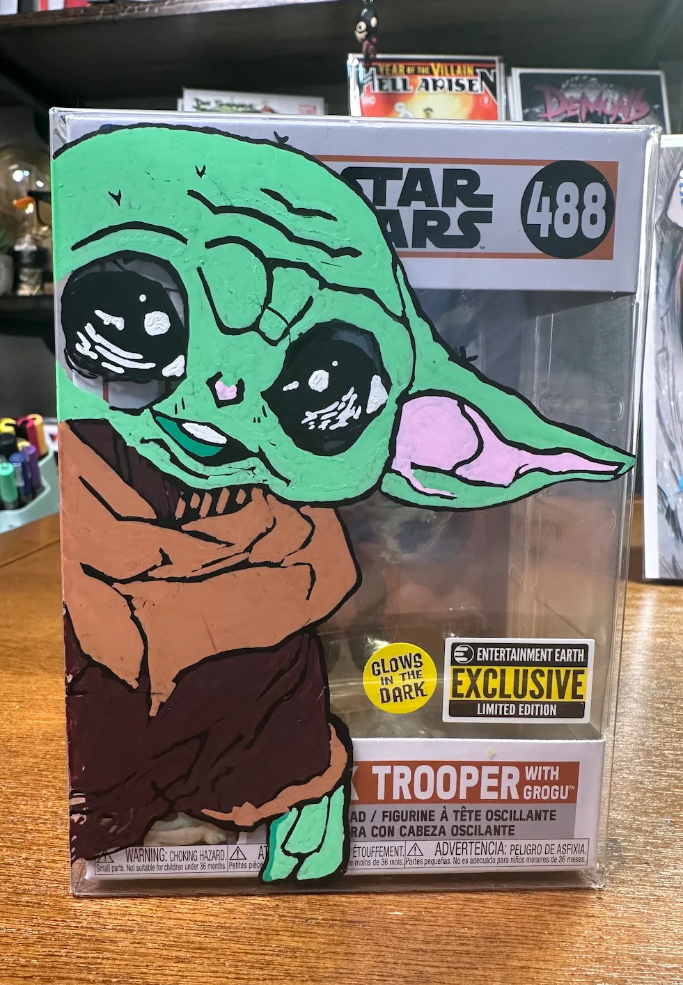 Product image for Dark Trooper W/ Grogu Entertainment Earth Exclusive Glow in the Dark Remarque Nick Alan Foley