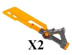 Product image for B7 - Two Swords with 3 Holes in Blade with Molded Pearl Dark Gray Triangular Hilt Pattern (Ninjago Imperium Sword)