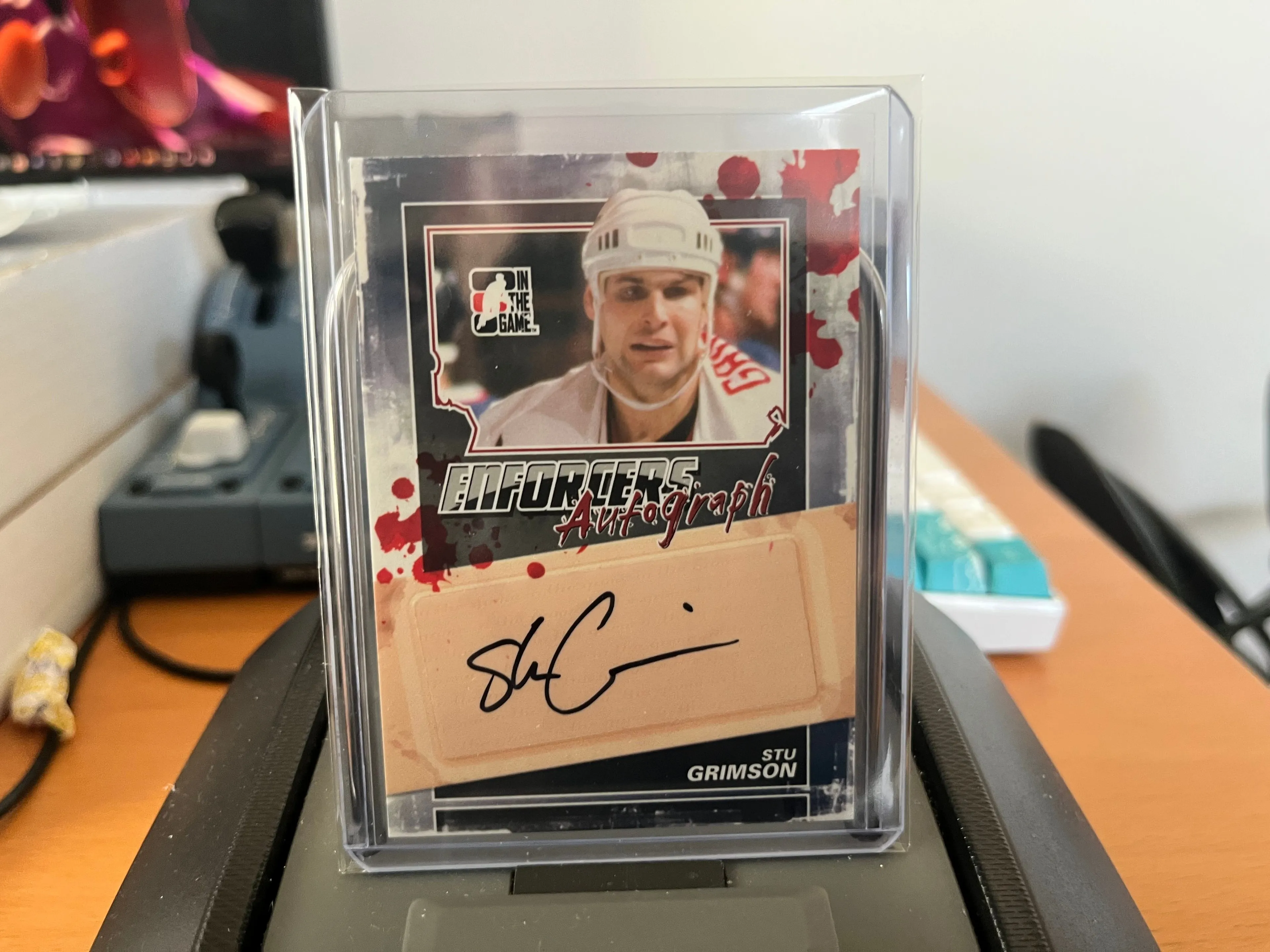 Product image for Grimson	Stu	Enforcers Autograph - Sticker Auto Goon Red Wings Ducks Hawks Blackhawks Kings Whalers Predators Preds