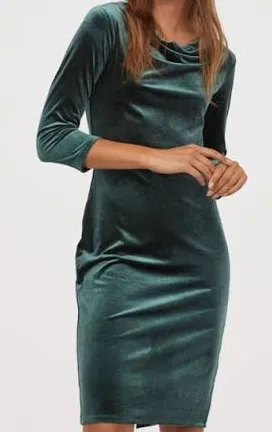 Product image for NWT H&M Green Velour Midi Dress Cowl Neck Size Medium